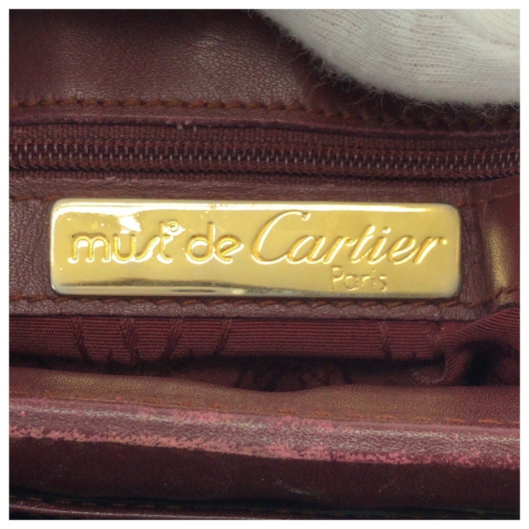 Cartier Bordeaux Wine Red Leather Messenger Bag Shoulder Bag (Pre-Owned)