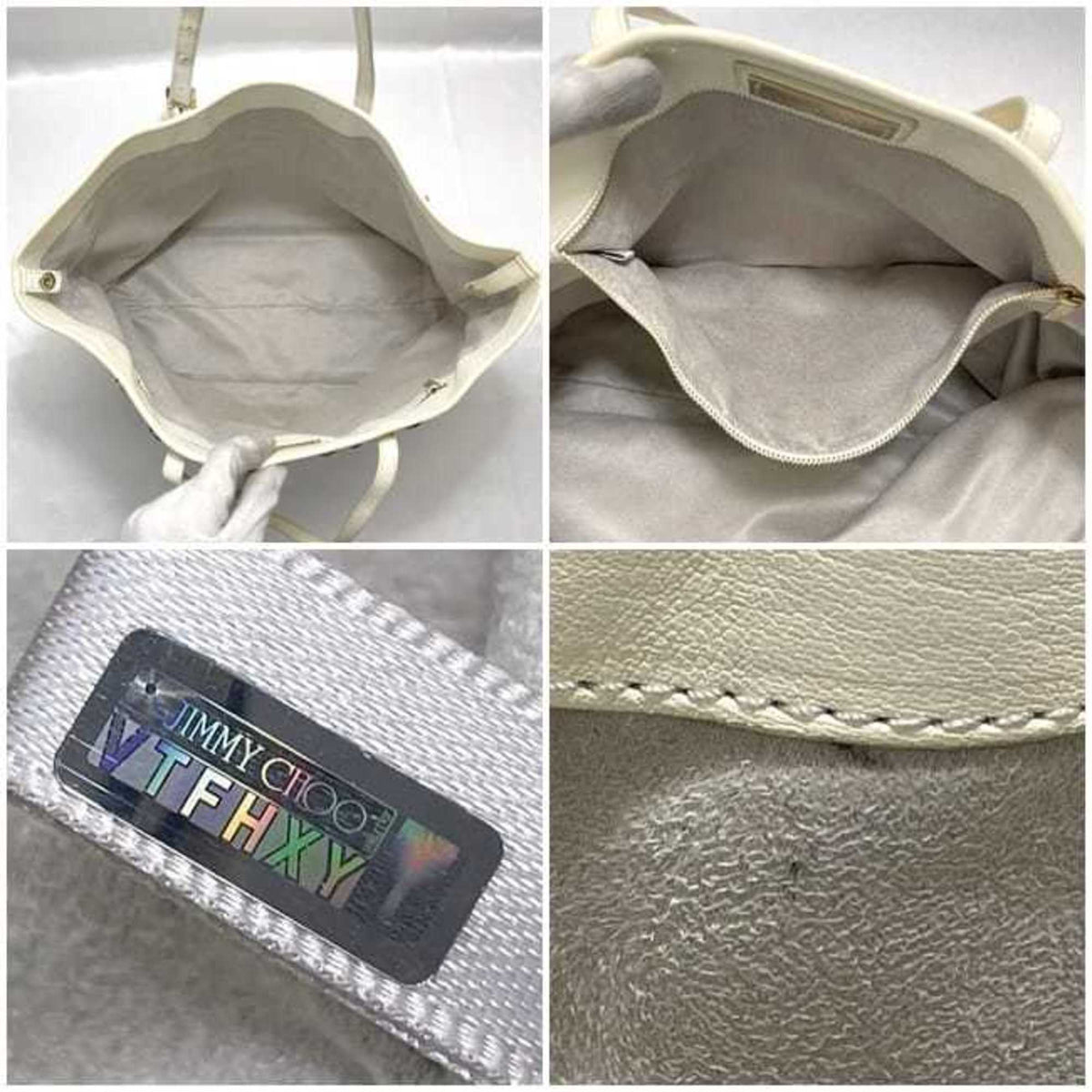 Jimmy Choo Cream White Leather Tote Bag (Pre-Owned)