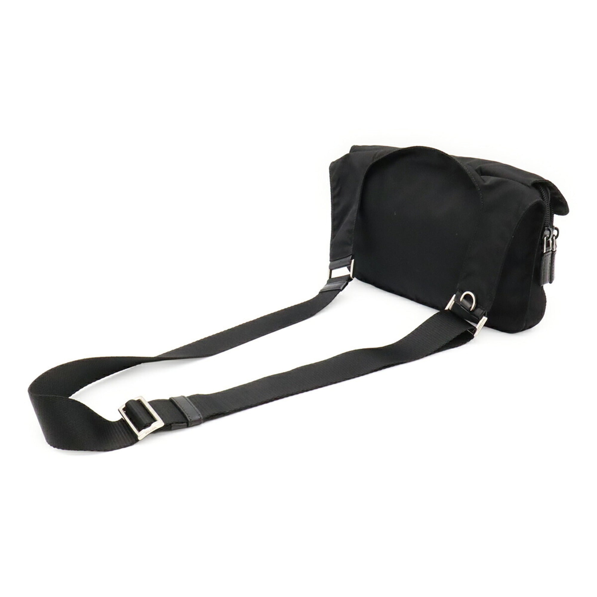 Prada Black Nero Nylon Leather Pochette Shoulder Bag (Pre-Owned)