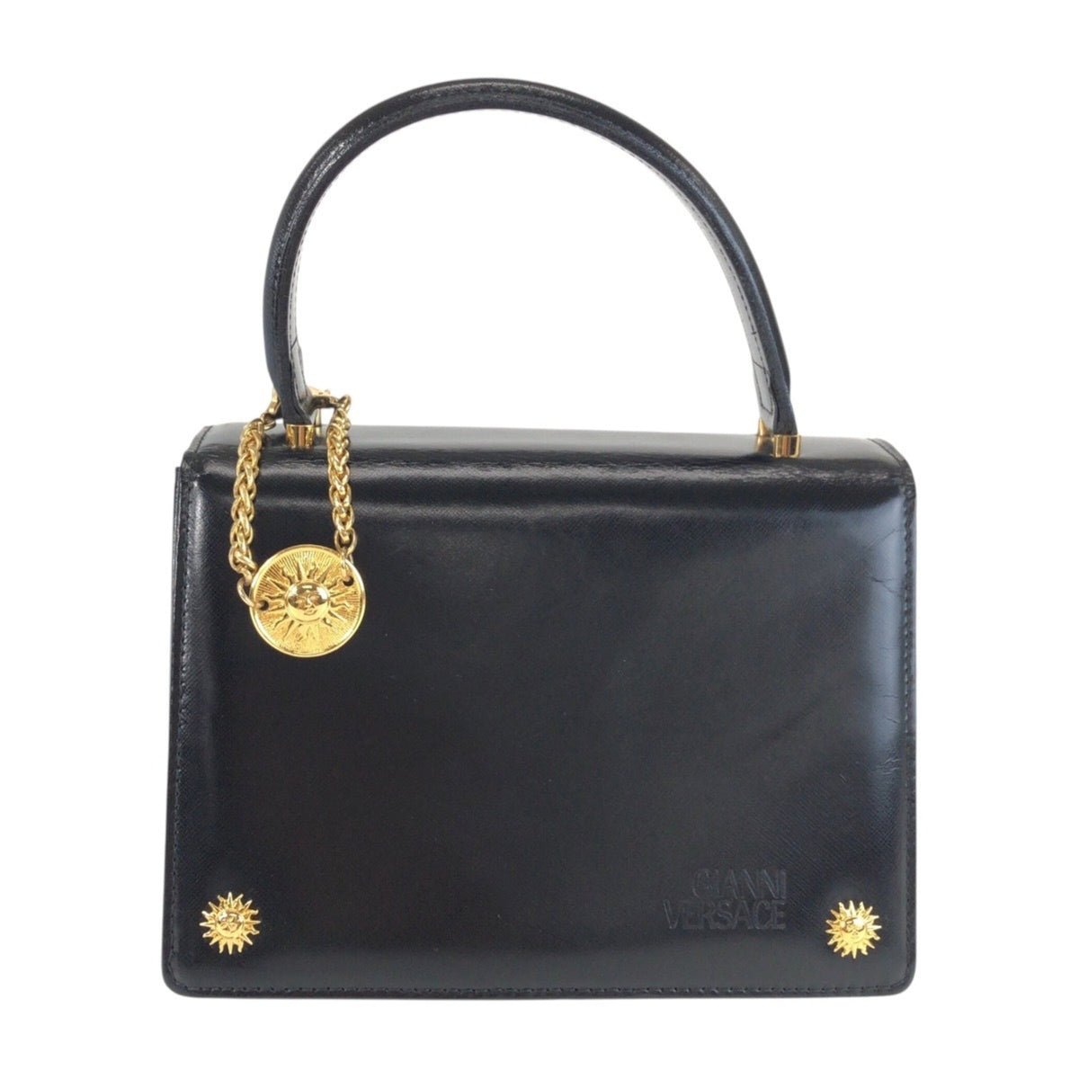 Versace Black Leather Handbag (Pre-Owned)
