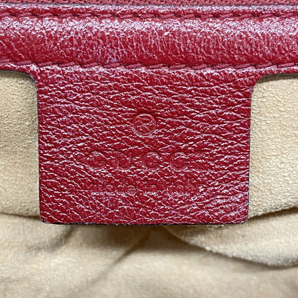Gucci Beige Red Color Canvas Leather Shoulder Bag (Pre-Owned)