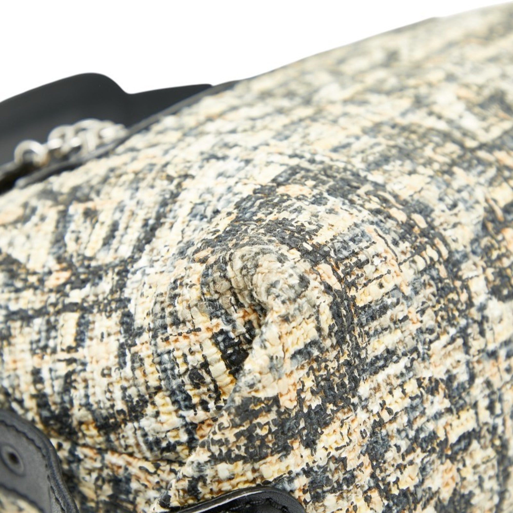 Chanel Beige Black Tweed Leather Handbag Shoulder Bag (Pre-Owned)