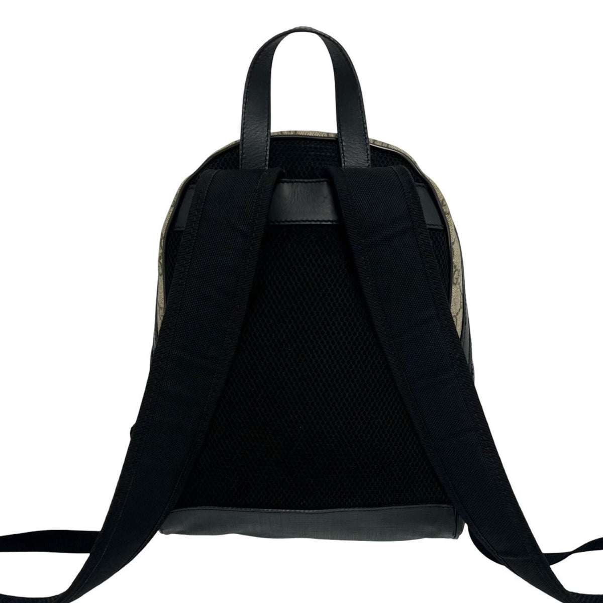Gucci Beige Black Leather Elastane Backpack (Pre-Owned)