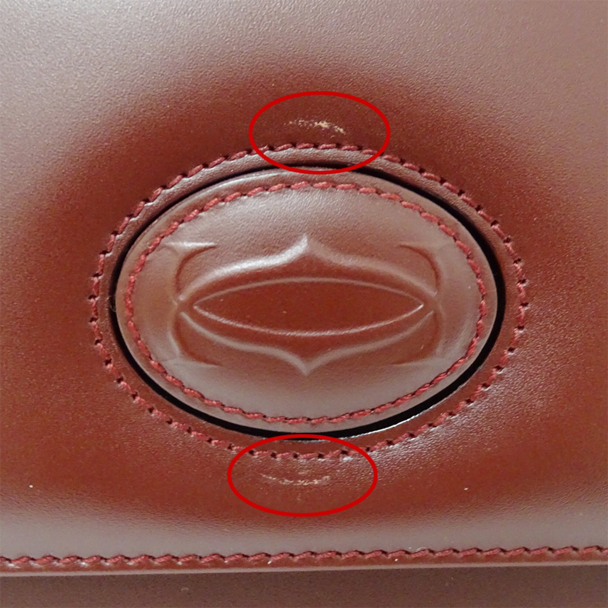 Cartier Must Bordeaux Leather Handbag Shoulder Bag (Pre-Owned)
