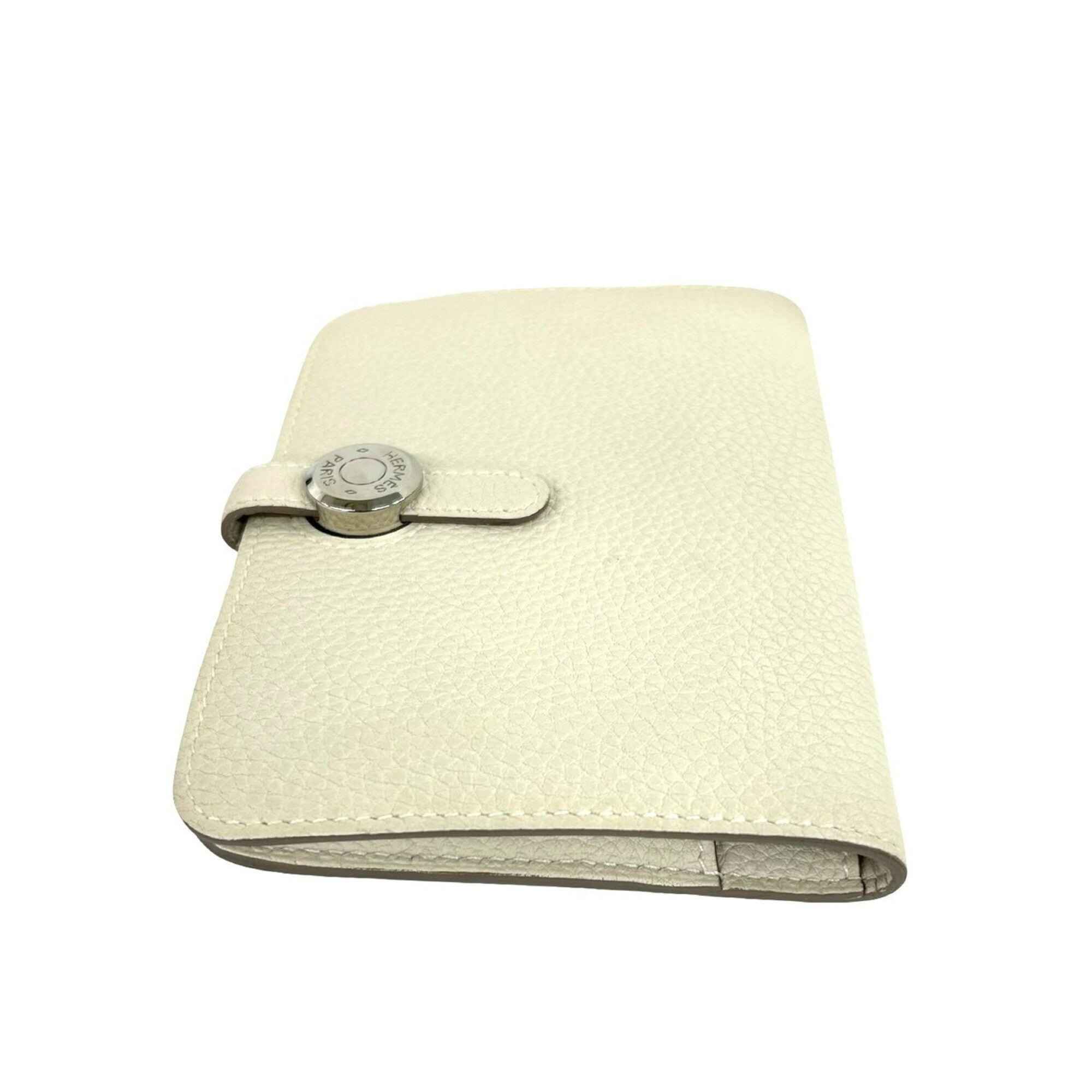 Hermes White Taurillon Clemence Leather Wallet (Bi-Fold) (Pre-Owned)