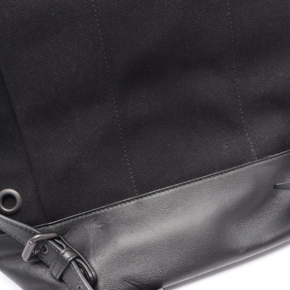 Bottega Veneta Black Gray White Canvas Leather Backpack Handbag (Pre-Owned)