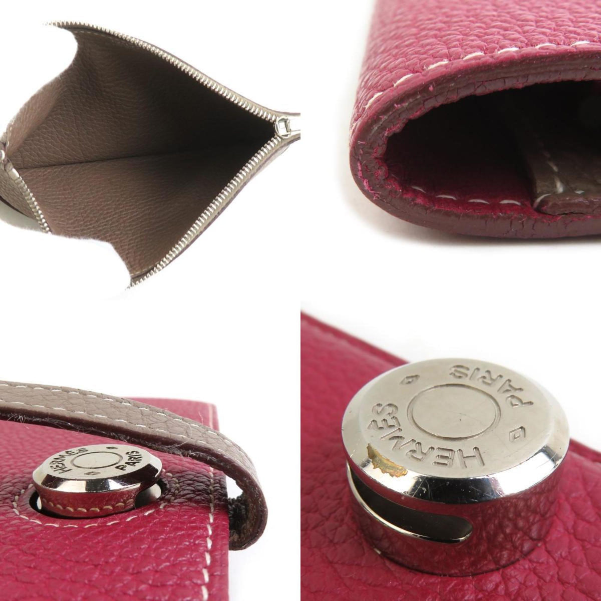 Hermes Etoupe Gray Tosca Togo Leather Long Wallet (Bi-Fold) (Pre-Owned)
