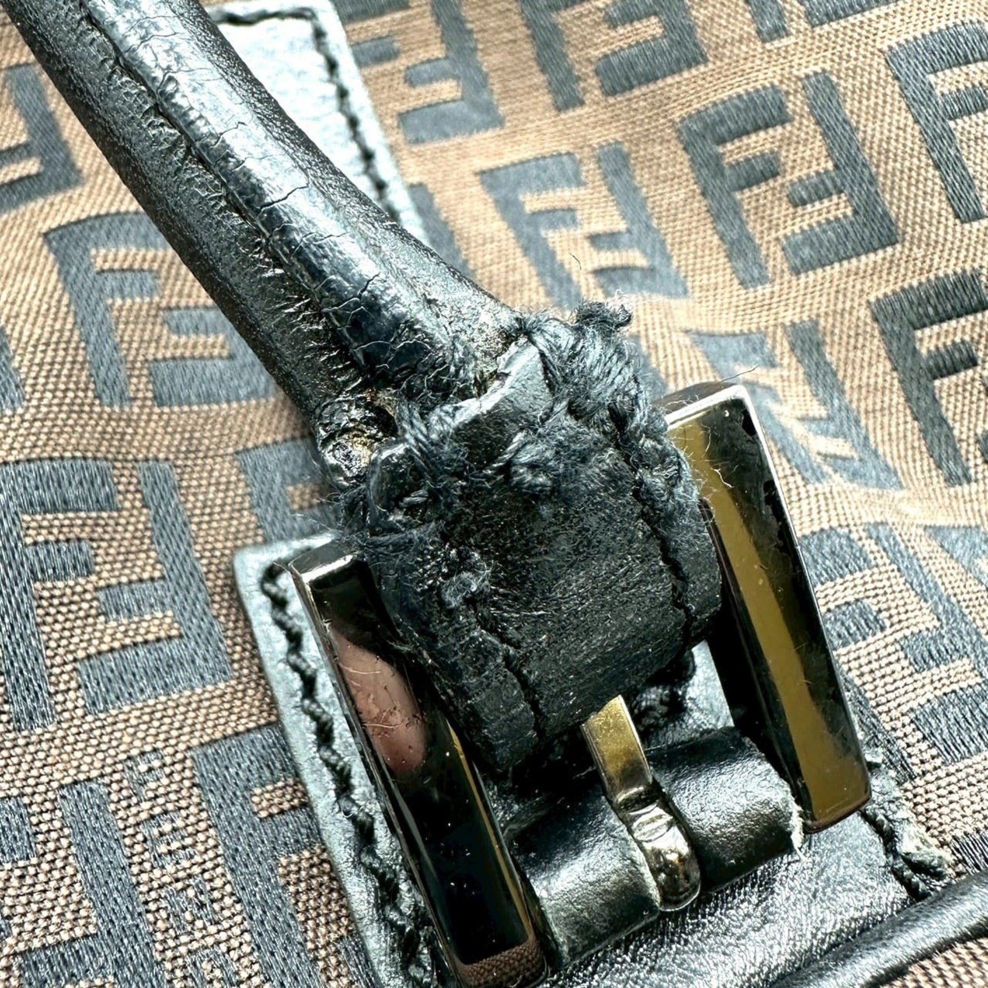 Fendi Dark Brown Canvas Handbag Tote Bag (Pre-Owned)