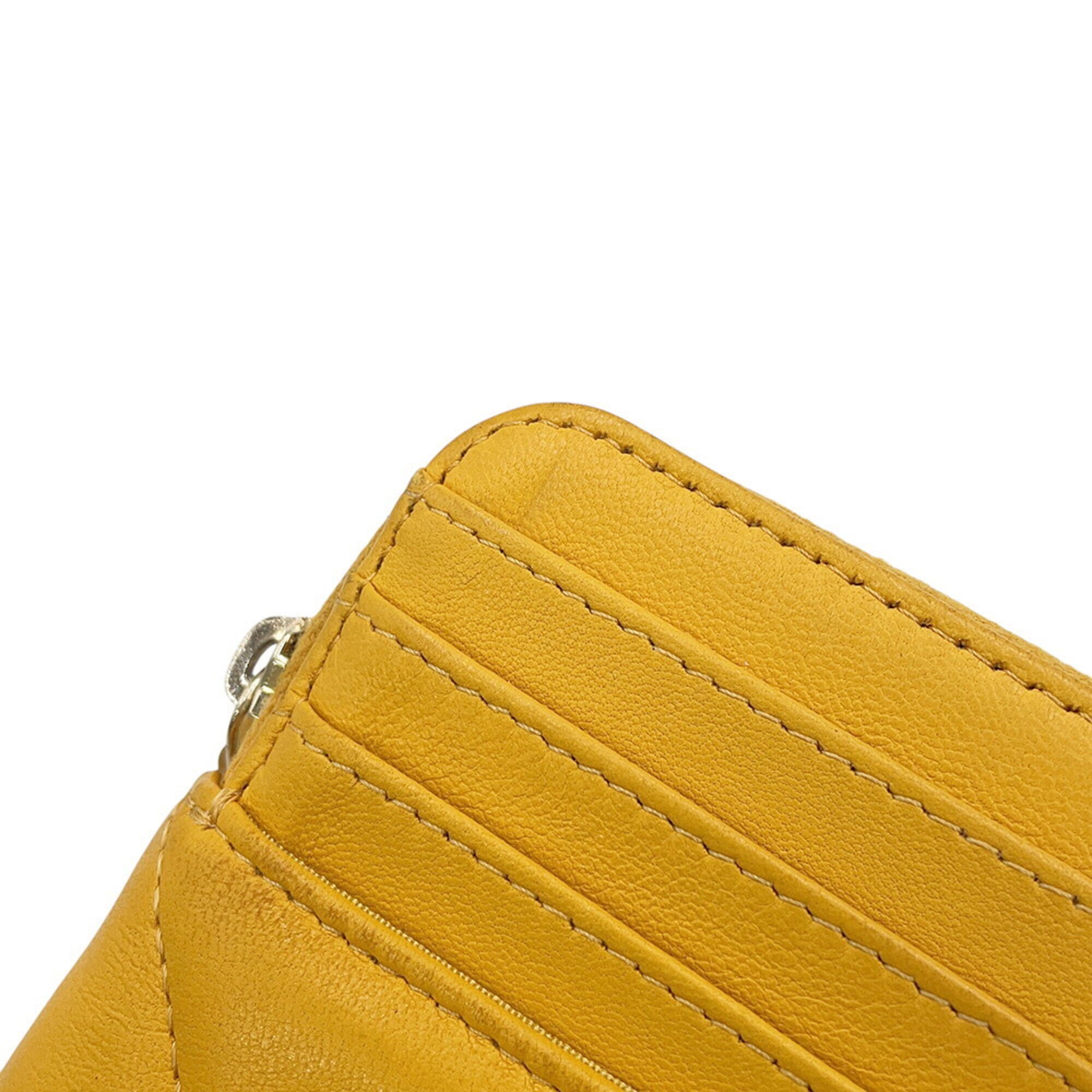 Chanel Yellow Leather Coin Purse/Coin Case (Pre-Owned)