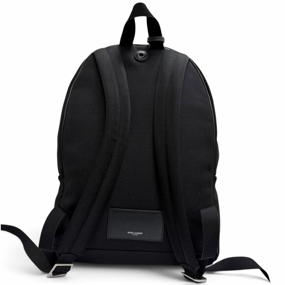 Saint Laurent Black Canvas Leather Backpack (Pre-Owned)