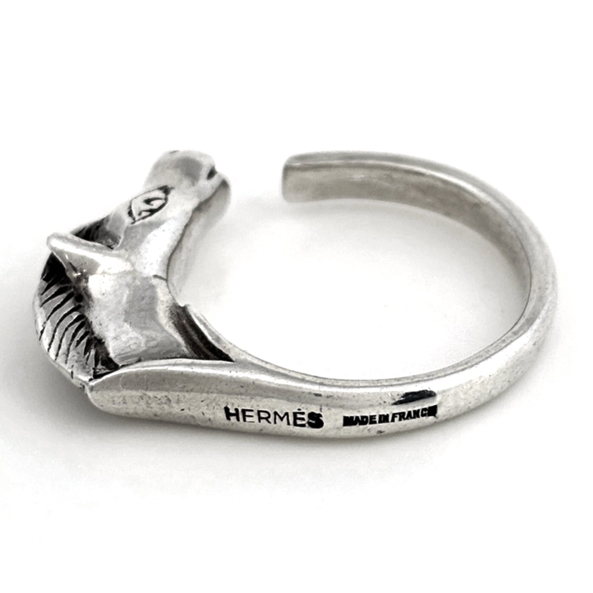 Hermes Silver Silver 925 Band Ring (Pre-Owned)