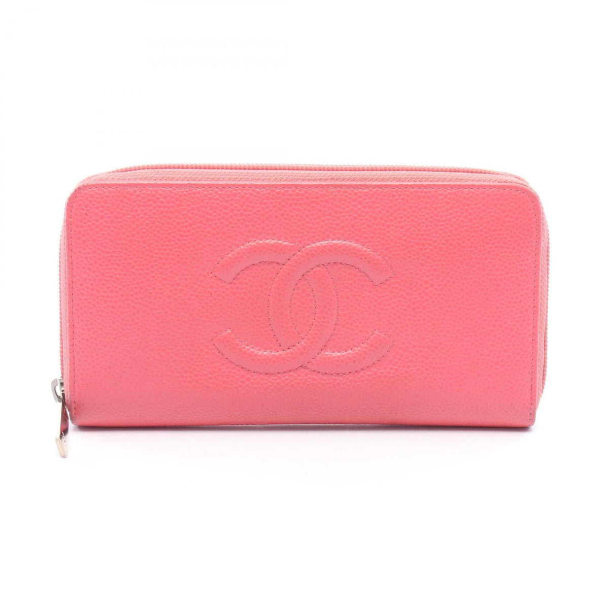 Chanel Pink Grained Calfskin Long Wallet (Bi-Fold) (Pre-Owned)