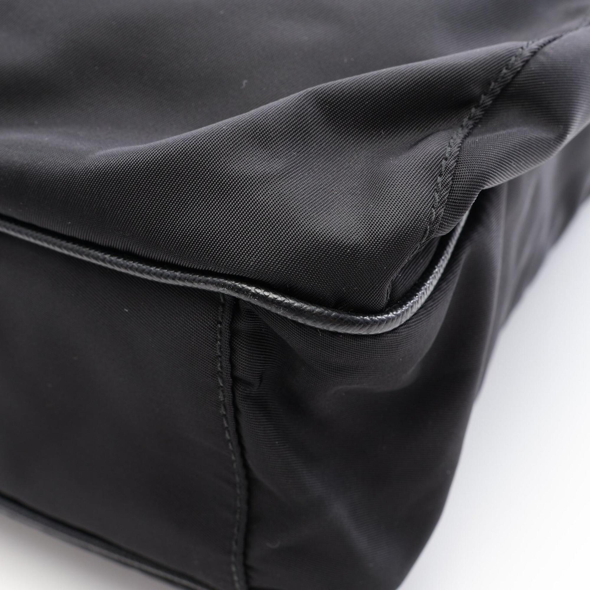 Prada Black Nylon Leather Tote Bag (Pre-Owned)