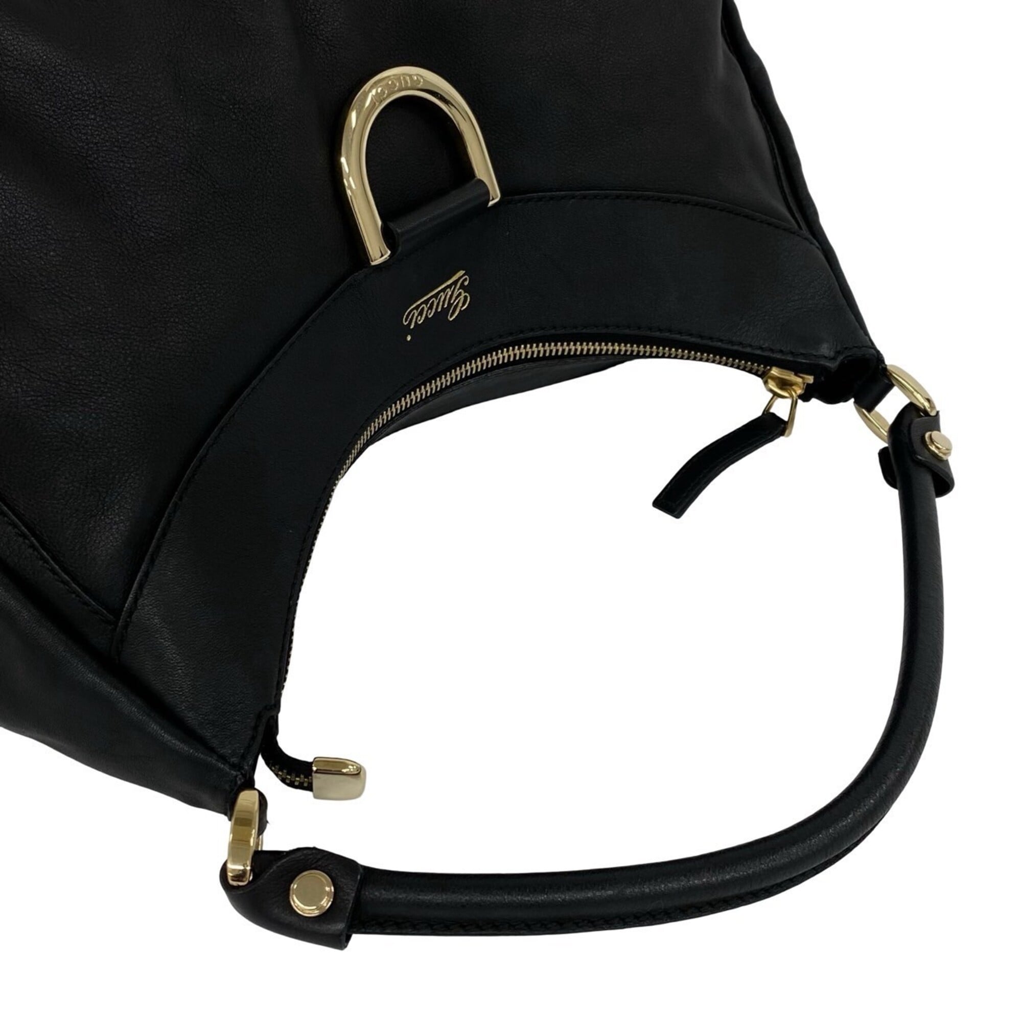Gucci Black Leather Handbag Shoulder Bag Tote Bag (Pre-Owned)