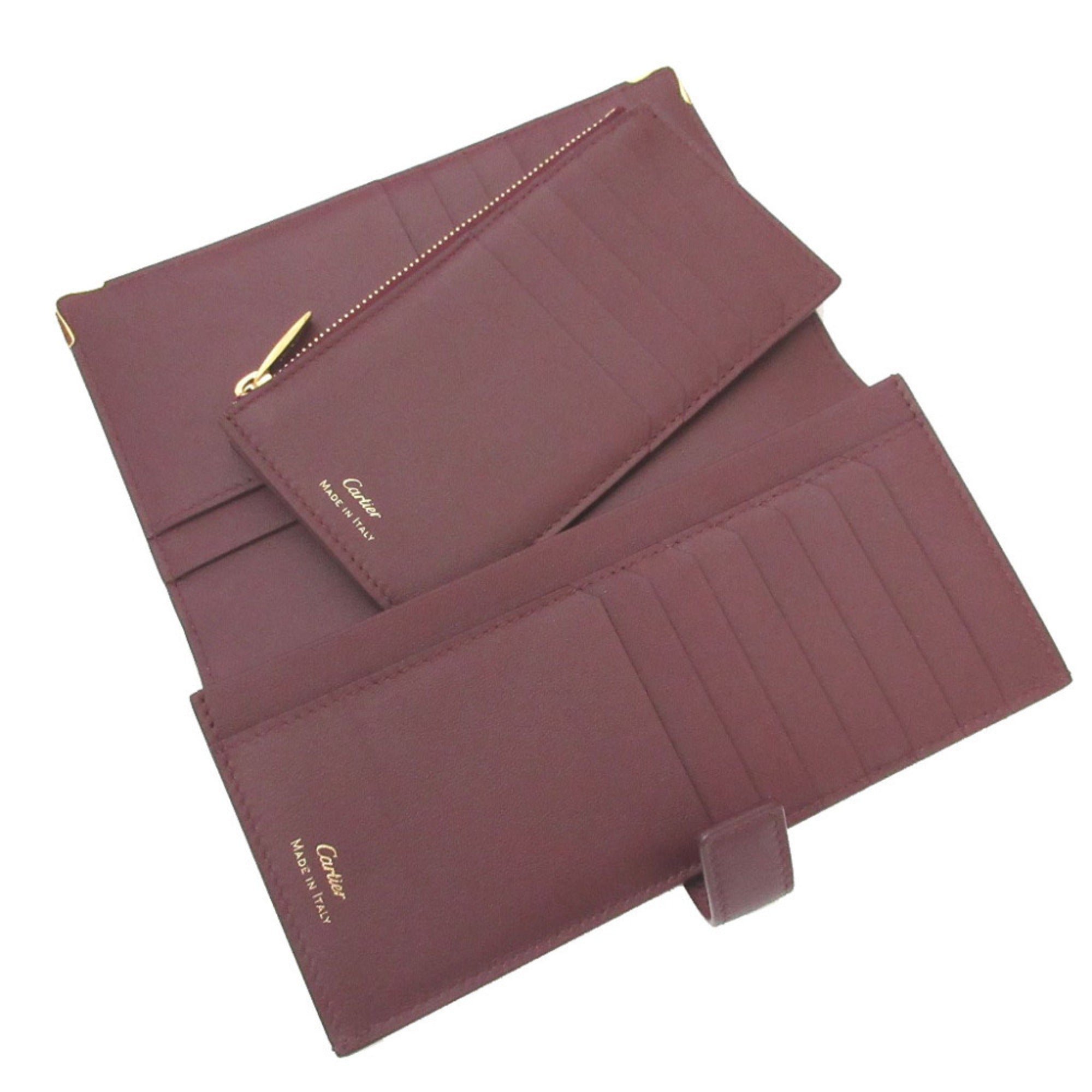 Cartier Bordeaux Leather Long Wallet (Bi-Fold) (Pre-Owned)