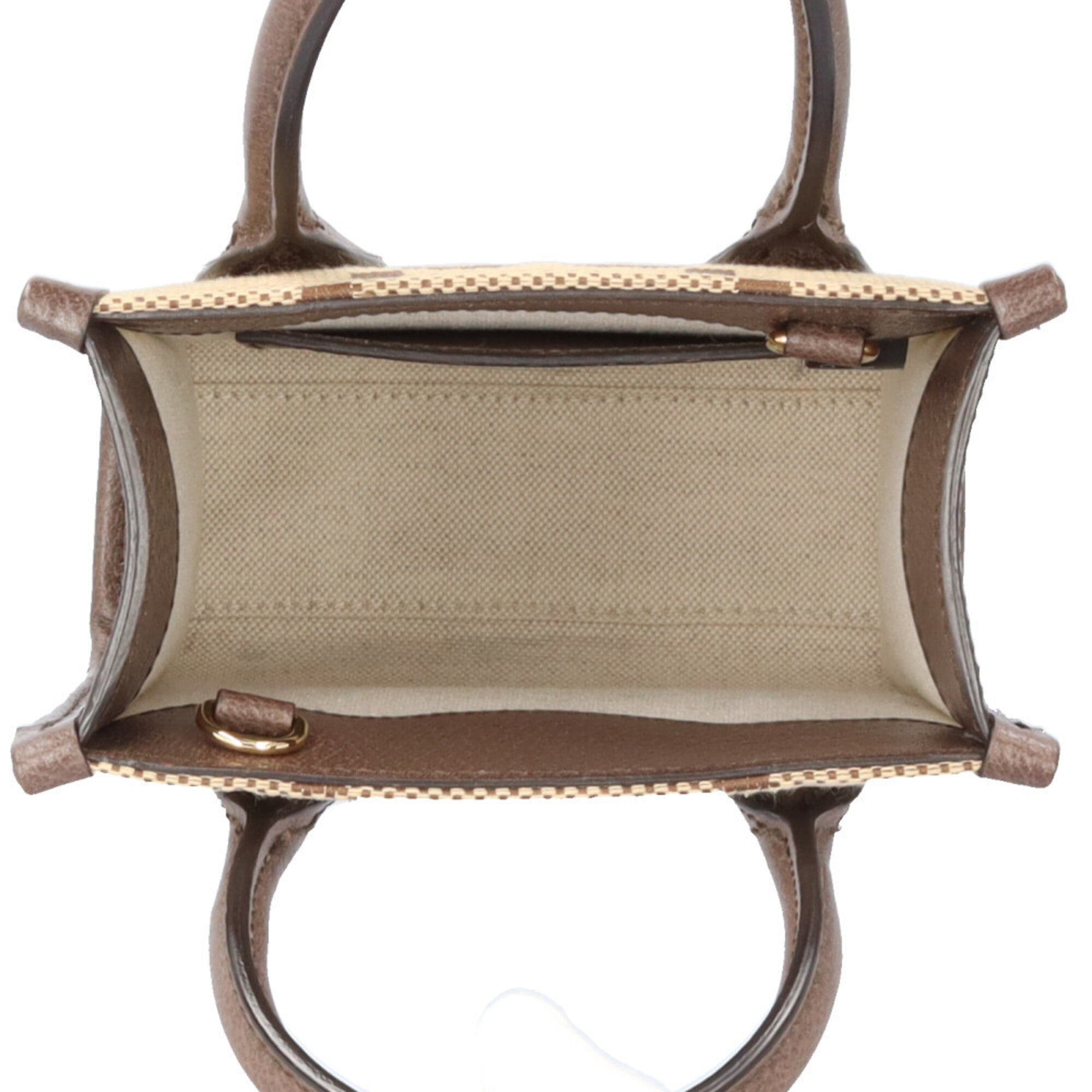 Gucci Gg Canvas Beige Brown Leather Canvas Shoulder Bag (Pre-Owned)