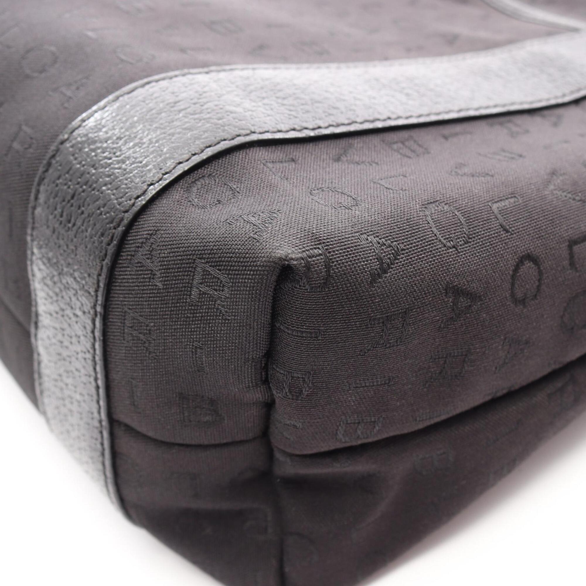 Bvlgari Black Canvas Leather Handbag Pouch Tote Bag (Pre-Owned)