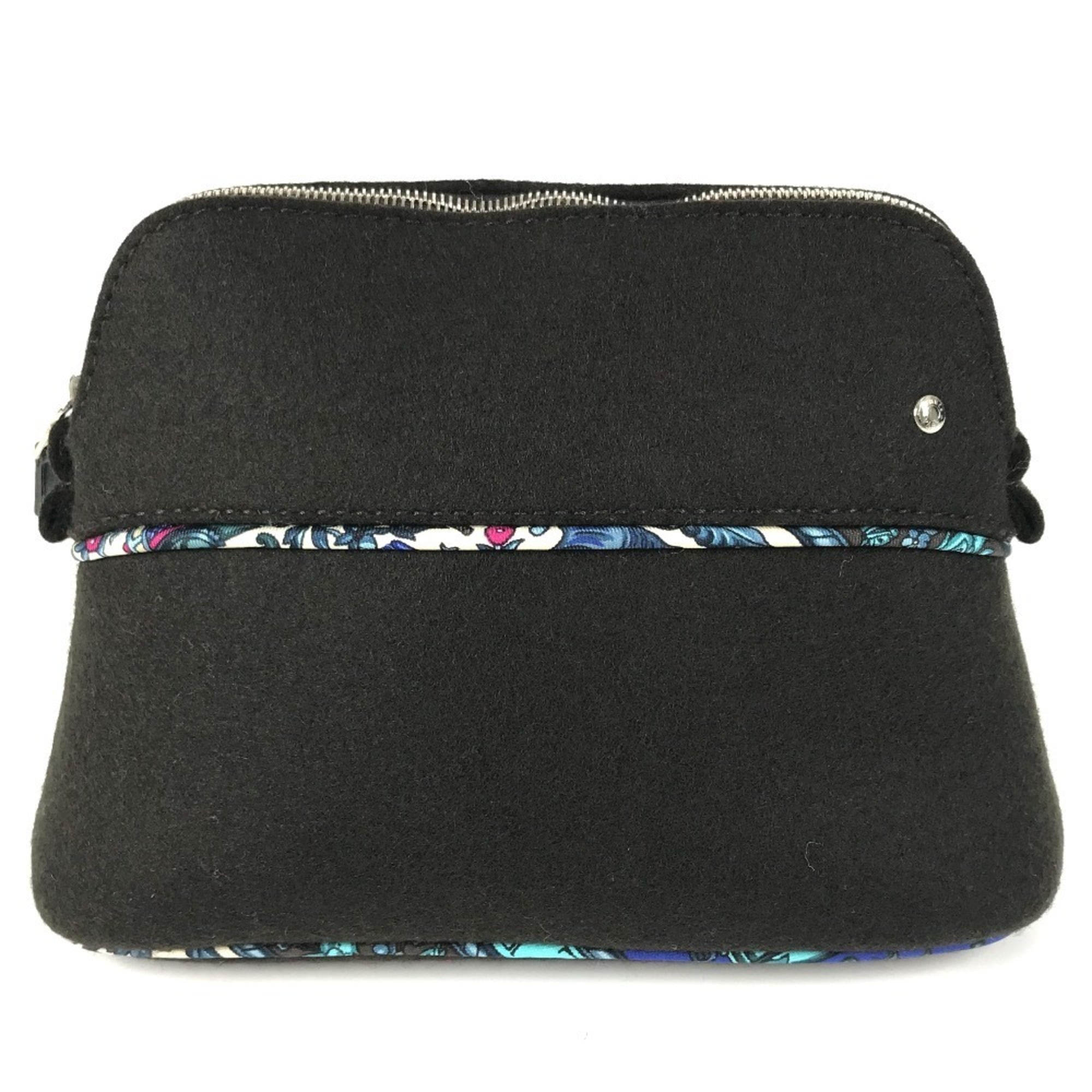 Hermes Black Blue Felt Silk Pouch (Pre-Owned)