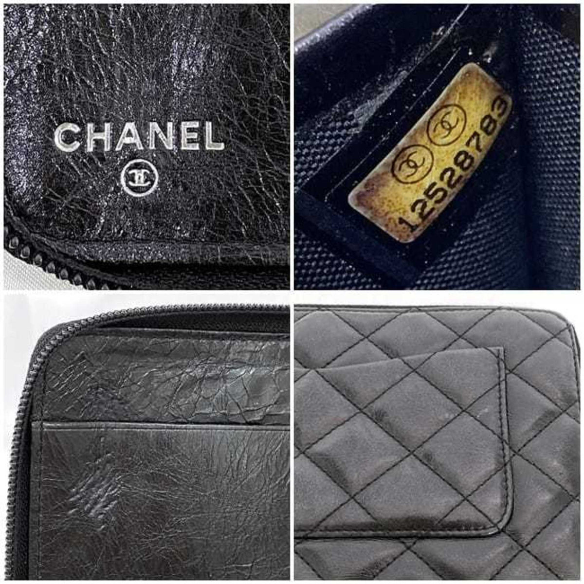 Chanel Black Leather Long Wallet (Bi-Fold) (Pre-Owned)