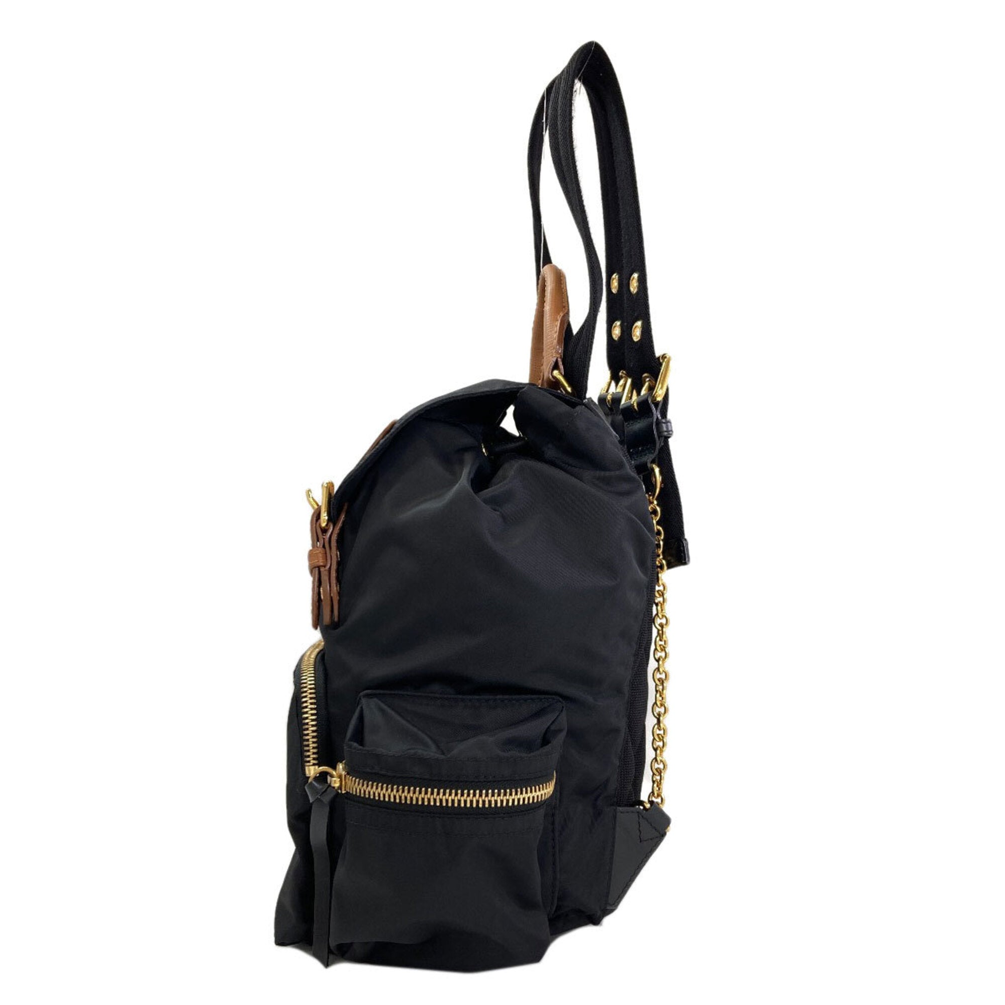 Burberry Black Brown Nylon Backpack (Pre-Owned)