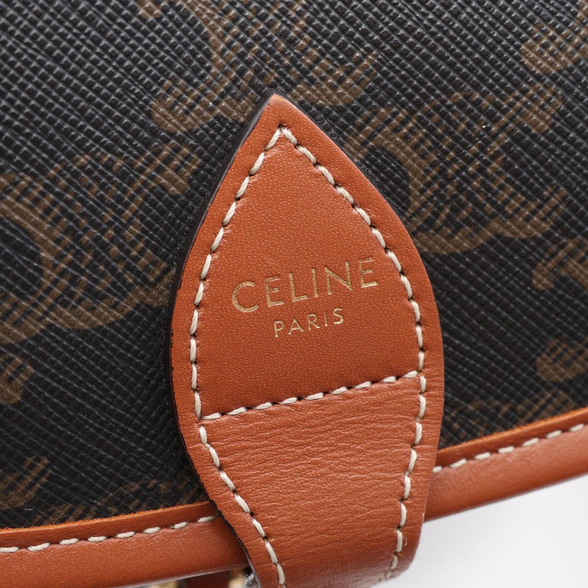 Celine Black Brown Coated Canvas Leather Handbag Shoulder Bag (Pre-Owned)