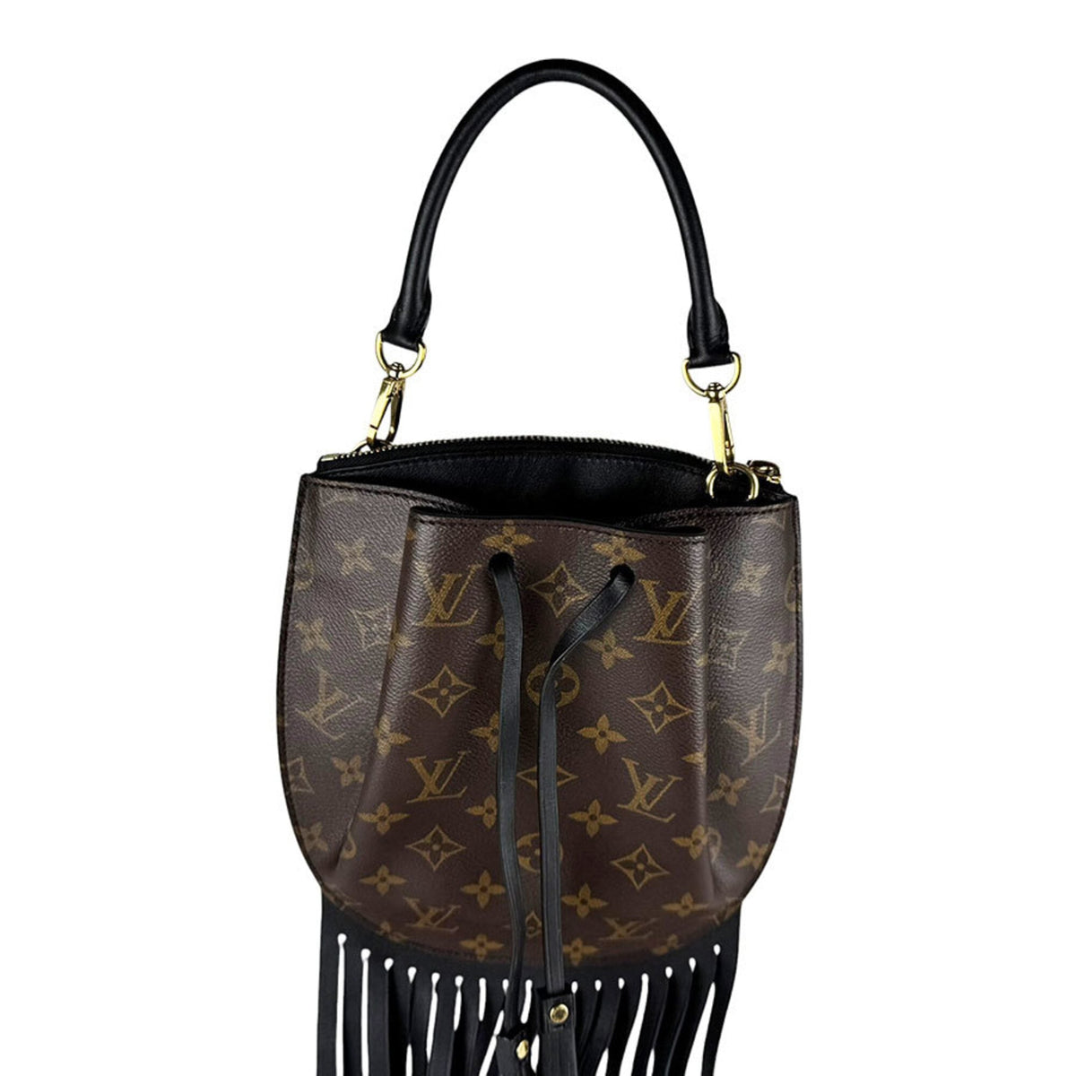 Louis Vuitton Black Brown Monogram Canvas Leather Handbag Shoulder Bag (Pre-Owned)