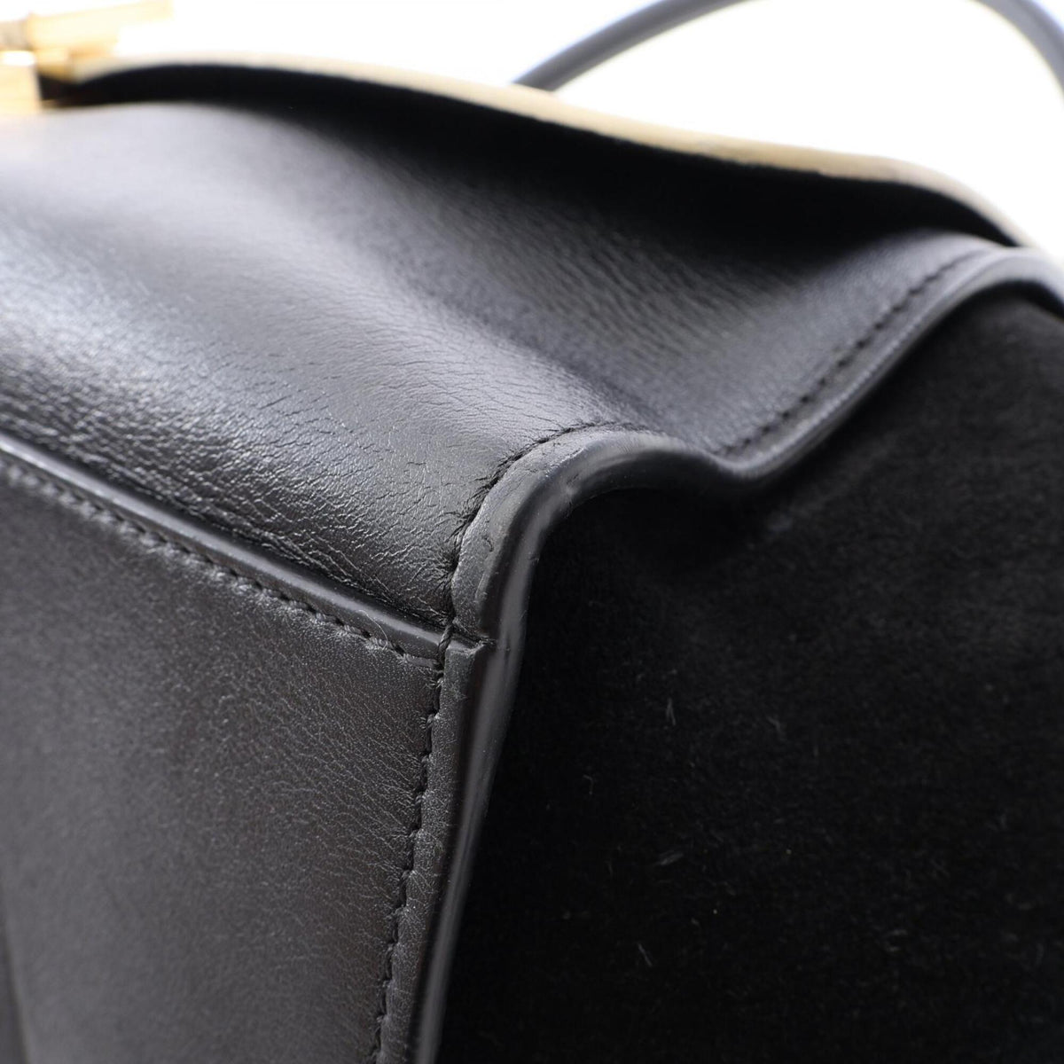 Celine Black White Leather Suede Handbag (Pre-Owned)