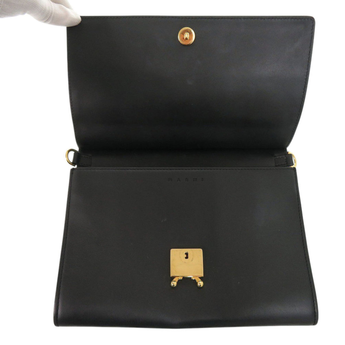 Marni Black Red Color White Leather Shoulder Bag (Pre-Owned)