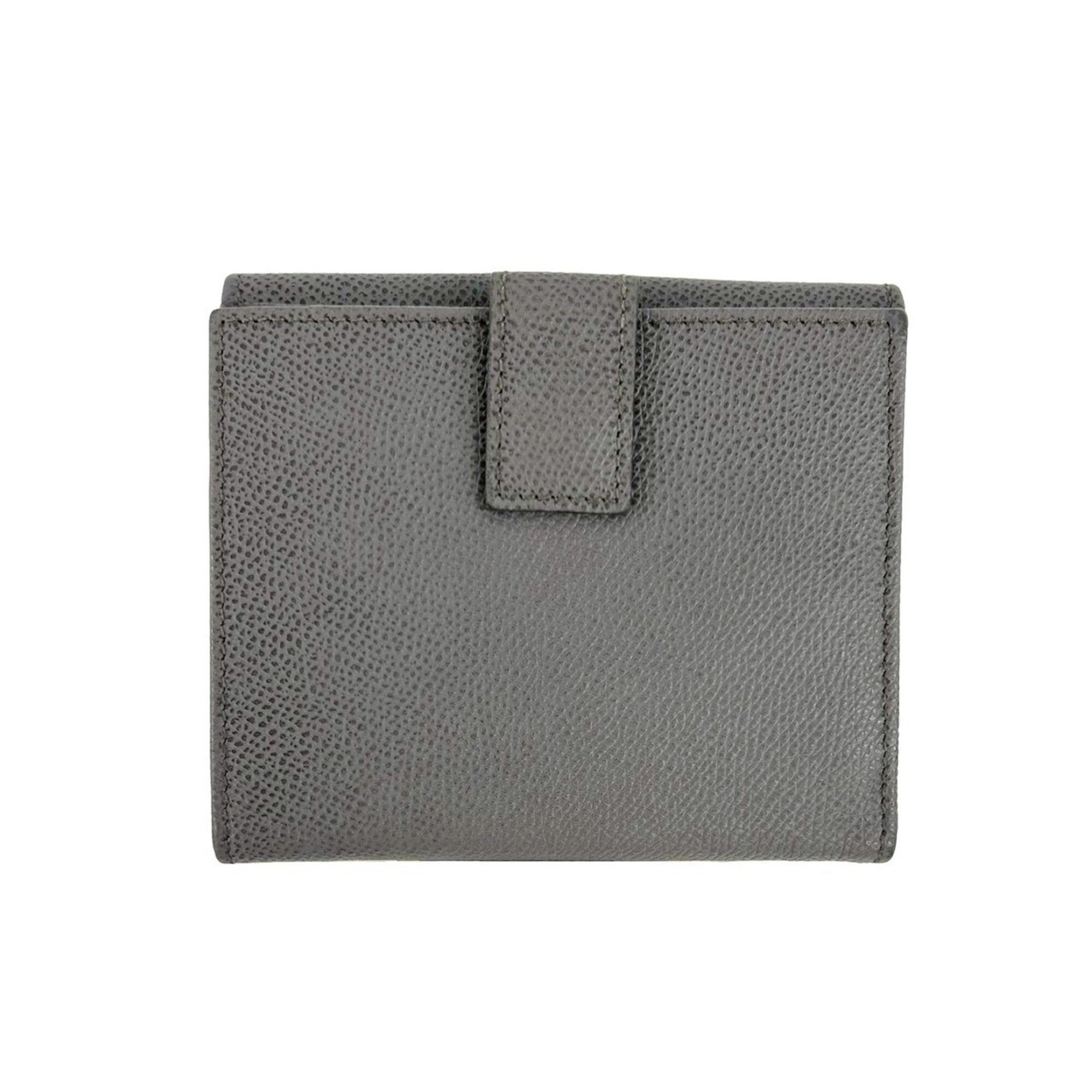 Salvatore Ferragamo Gray Leather Wallet (Bi-Fold) (Pre-Owned)
