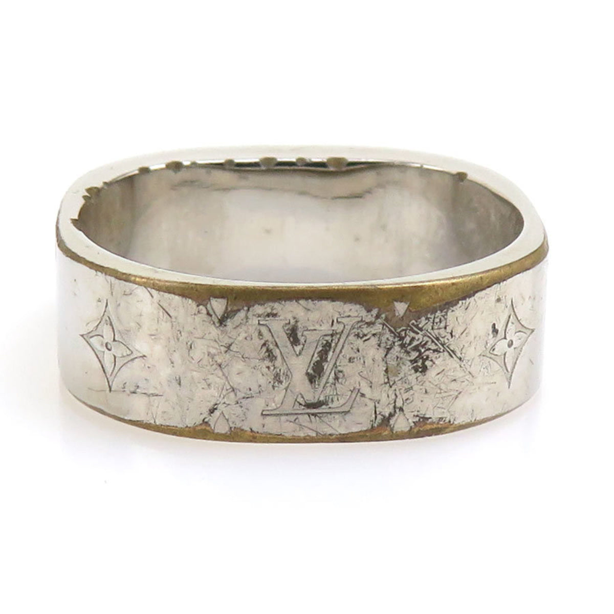 Louis Vuitton Gold Silver Metal Band Ring (Pre-Owned)