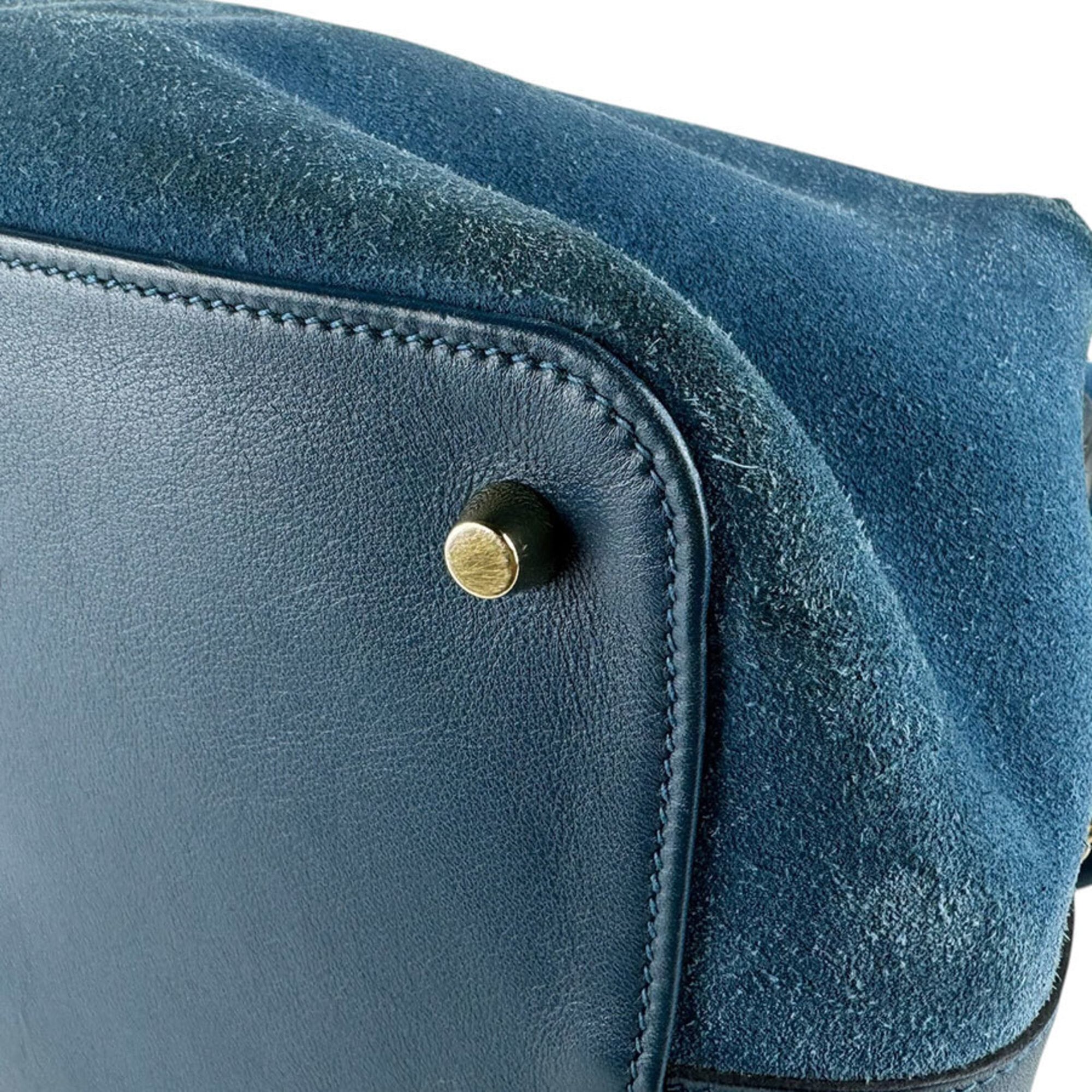 Hermes Blue Swift Leather Handbag Shoulder Bag (Pre-Owned)