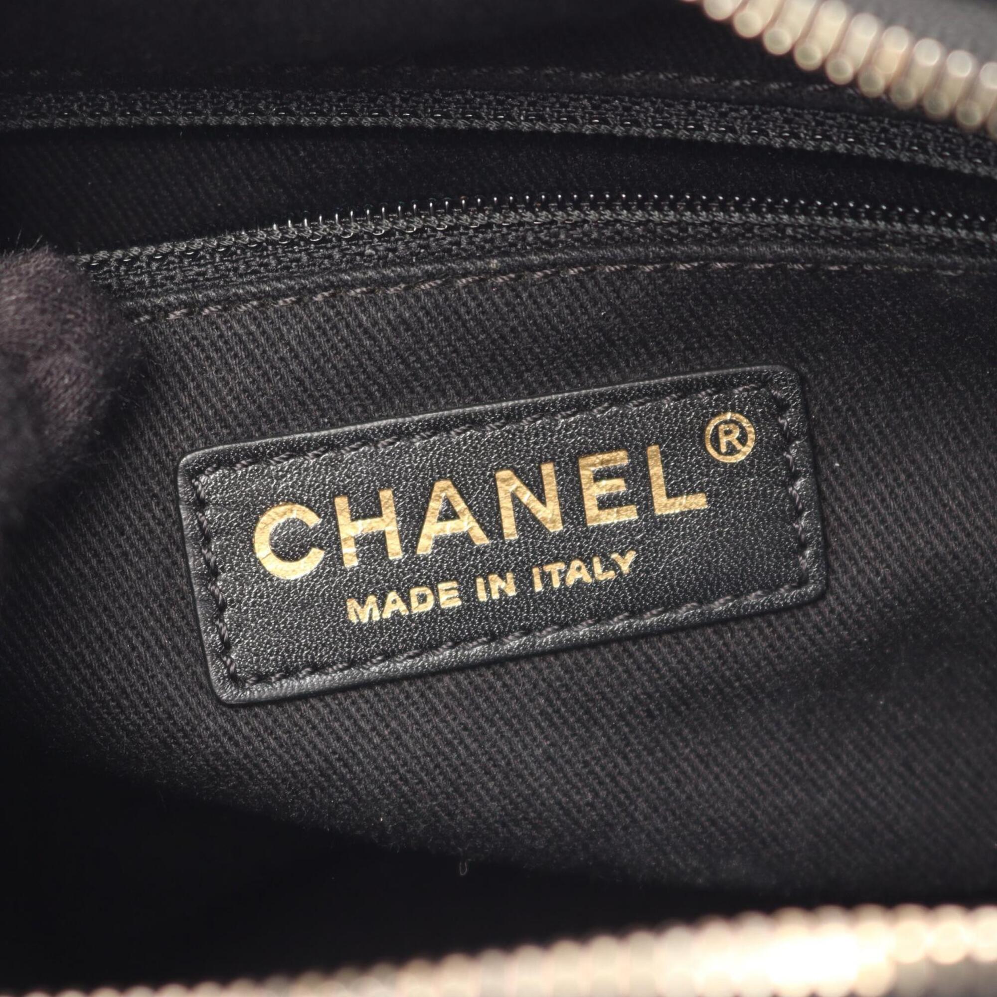 Chanel Black Leather Handbag Shoulder Bag Vanity Bag (Pre-Owned)