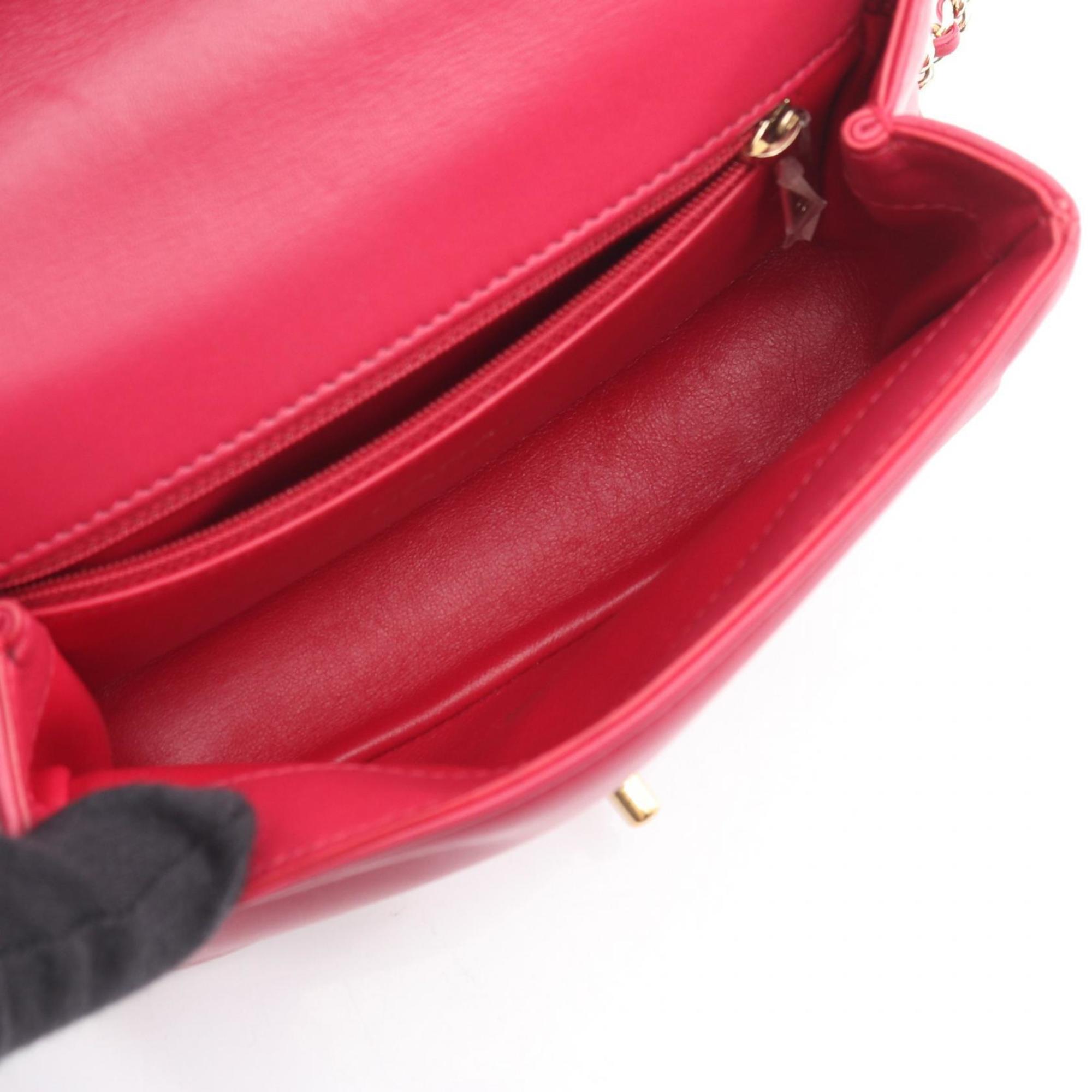 Chanel Red Color Leather Shoulder Bag (Pre-Owned)