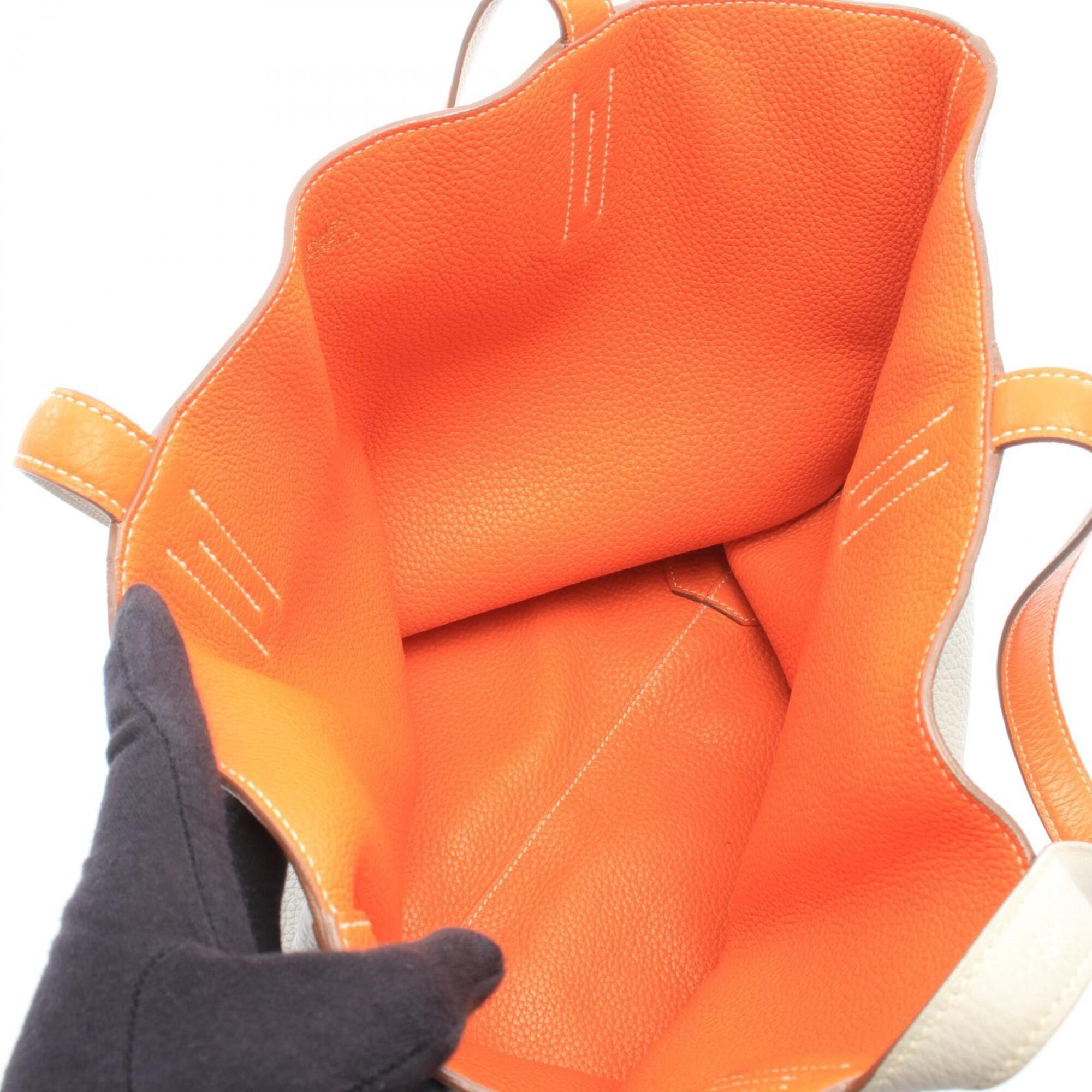 Hermes Gray Orange Taurillon Clemence Leather Handbag Tote Bag (Pre-Owned)