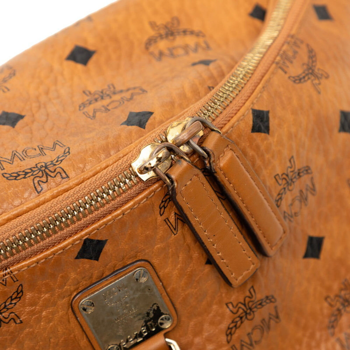 Mcm Visetos Brown Leather Shoulder Bag Sling Bag (Pre-Owned)