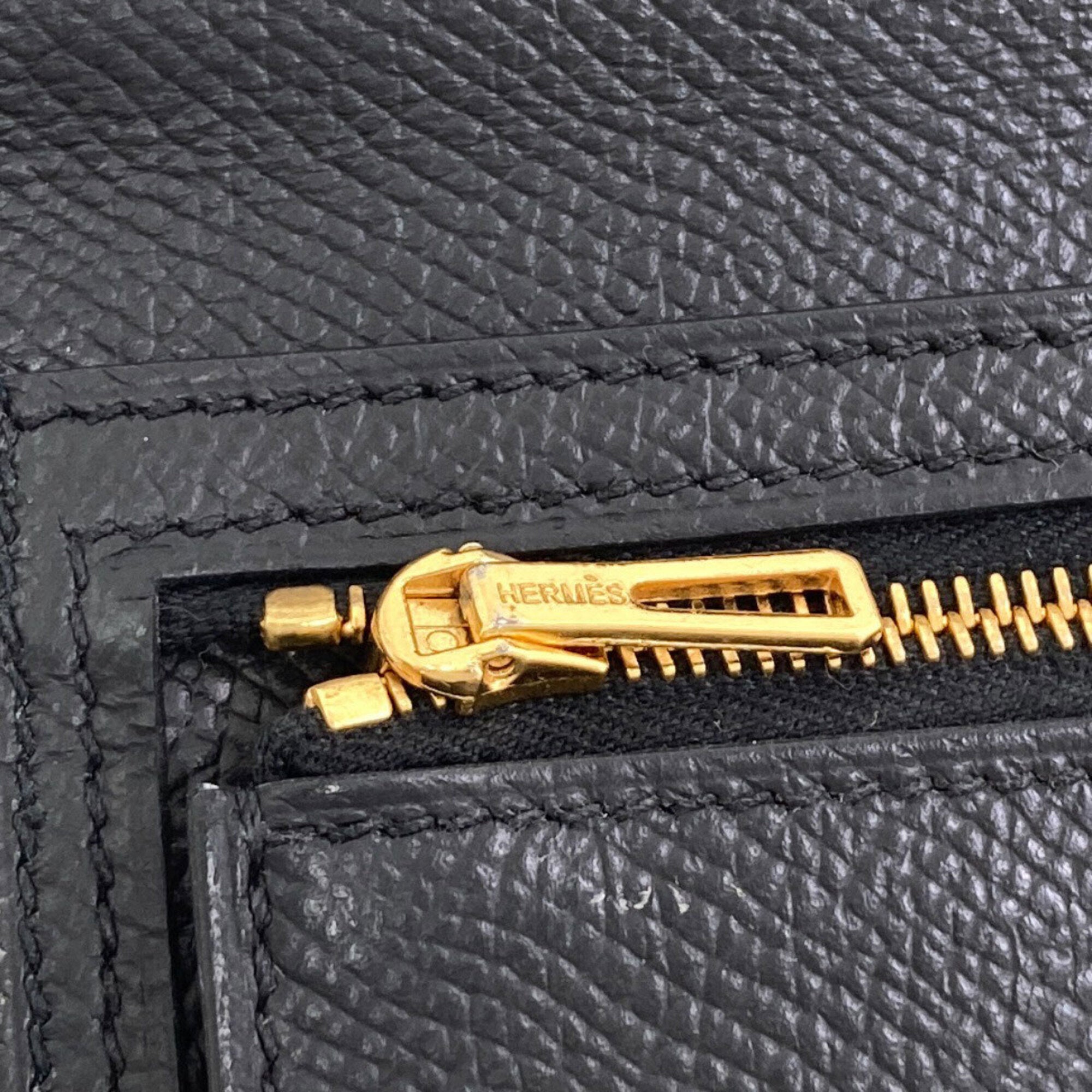 Hermes Black Epsom Leather Long Wallet (Bi-Fold) (Pre-Owned)