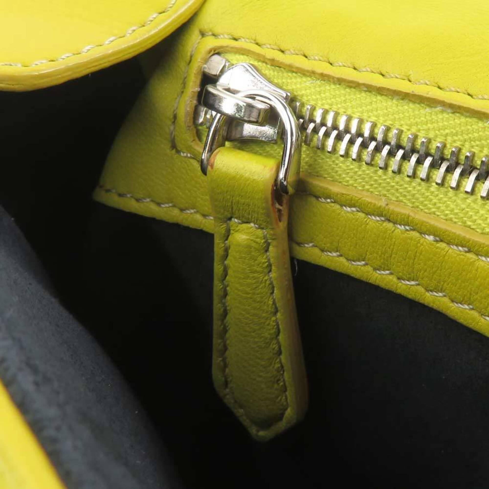 Fendi Gray Yellow Leather Shoulder Bag (Pre-Owned)
