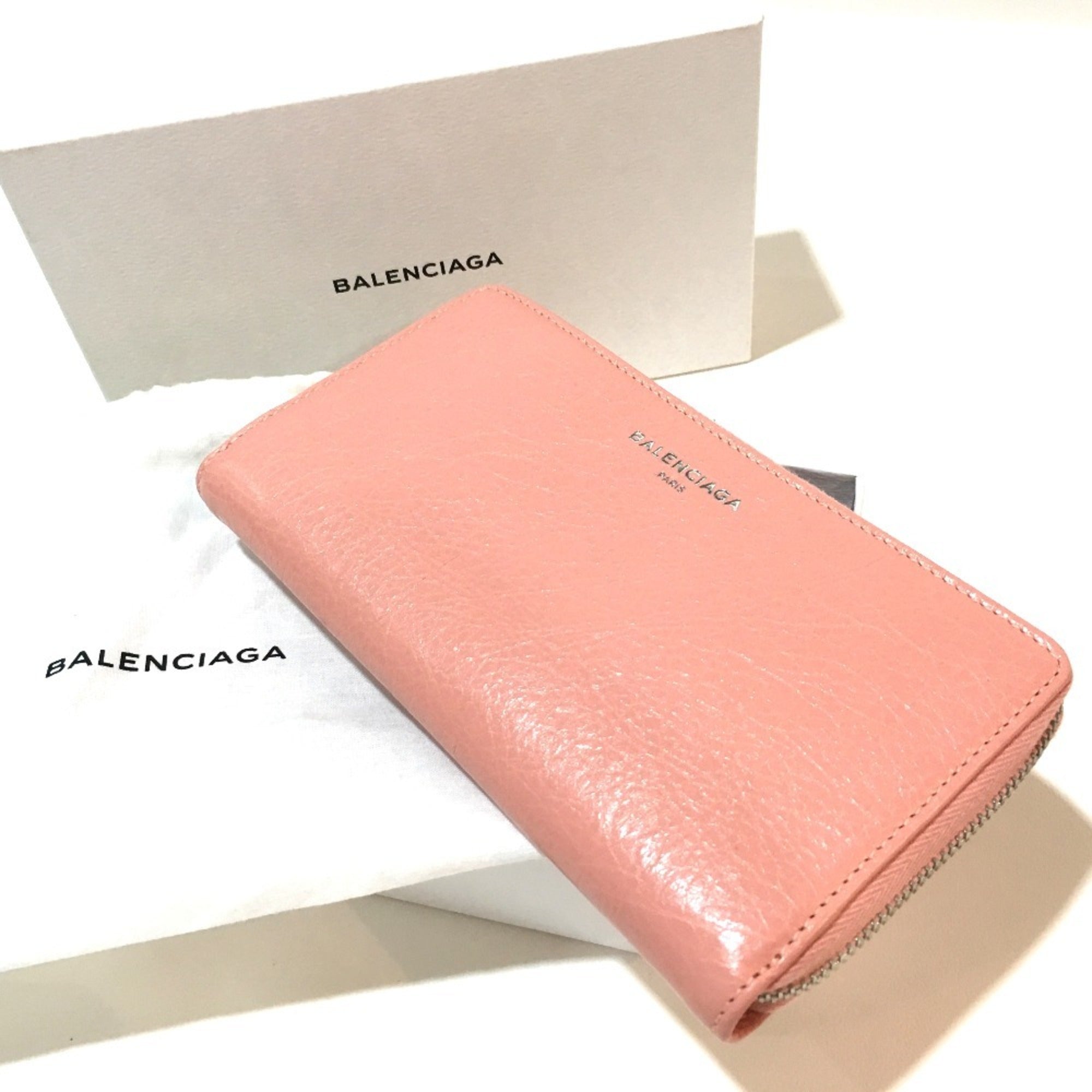 Balenciaga Pink Beige Leather Long Wallet (Bi-Fold) (Pre-Owned)