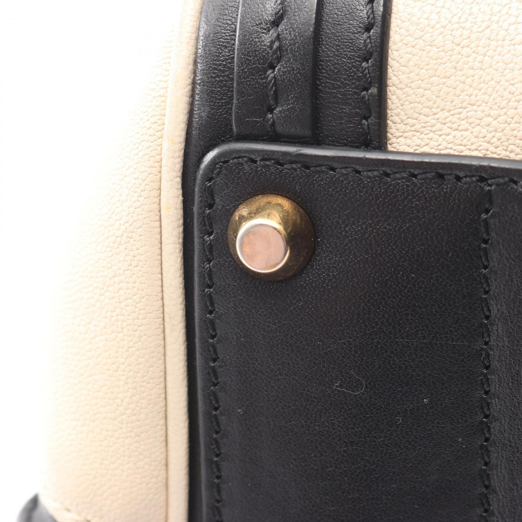 Chloé Beige Black Leather Handbag (Pre-Owned)