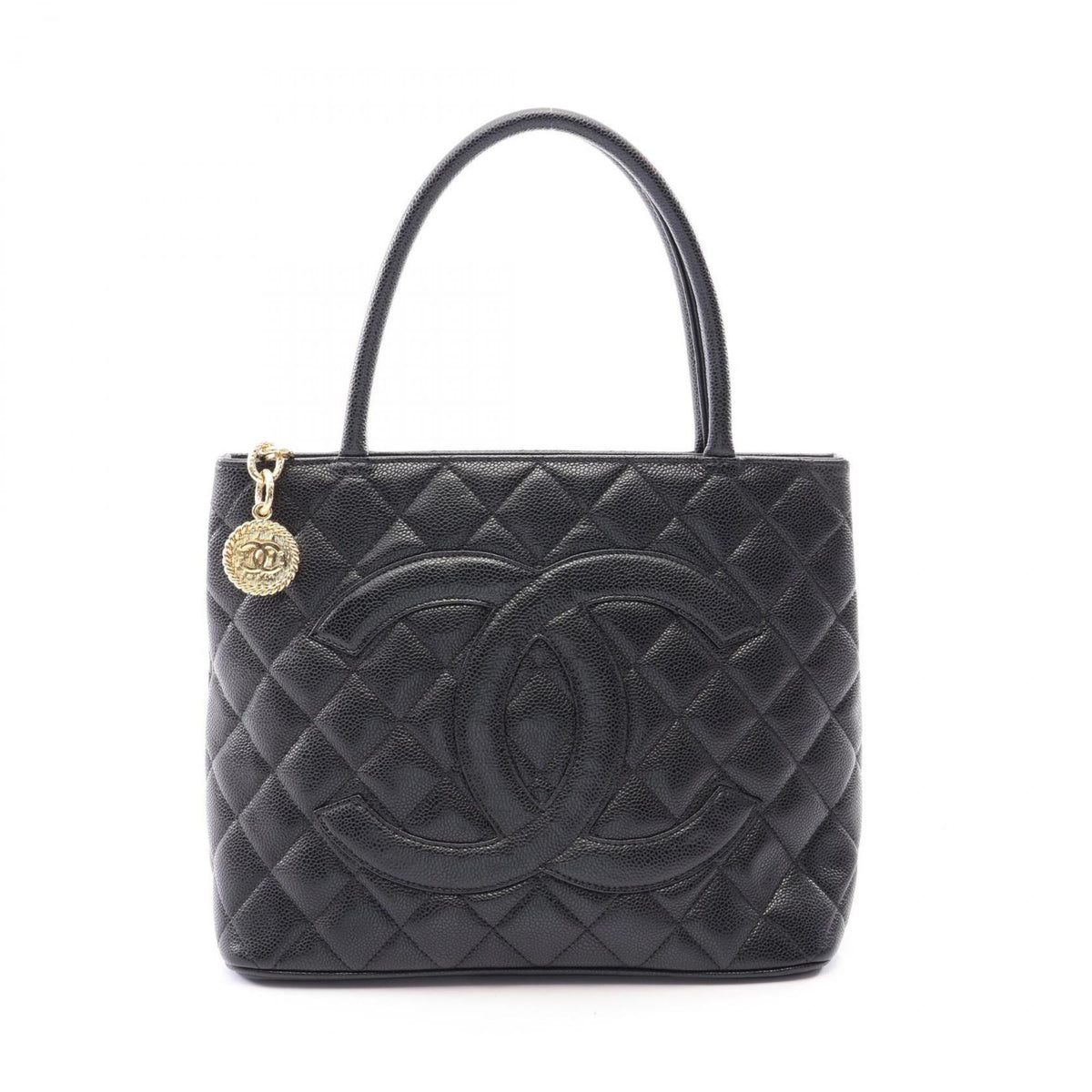 Chanel Black Grained Calfskin Handbag Tote Bag (Pre-Owned)