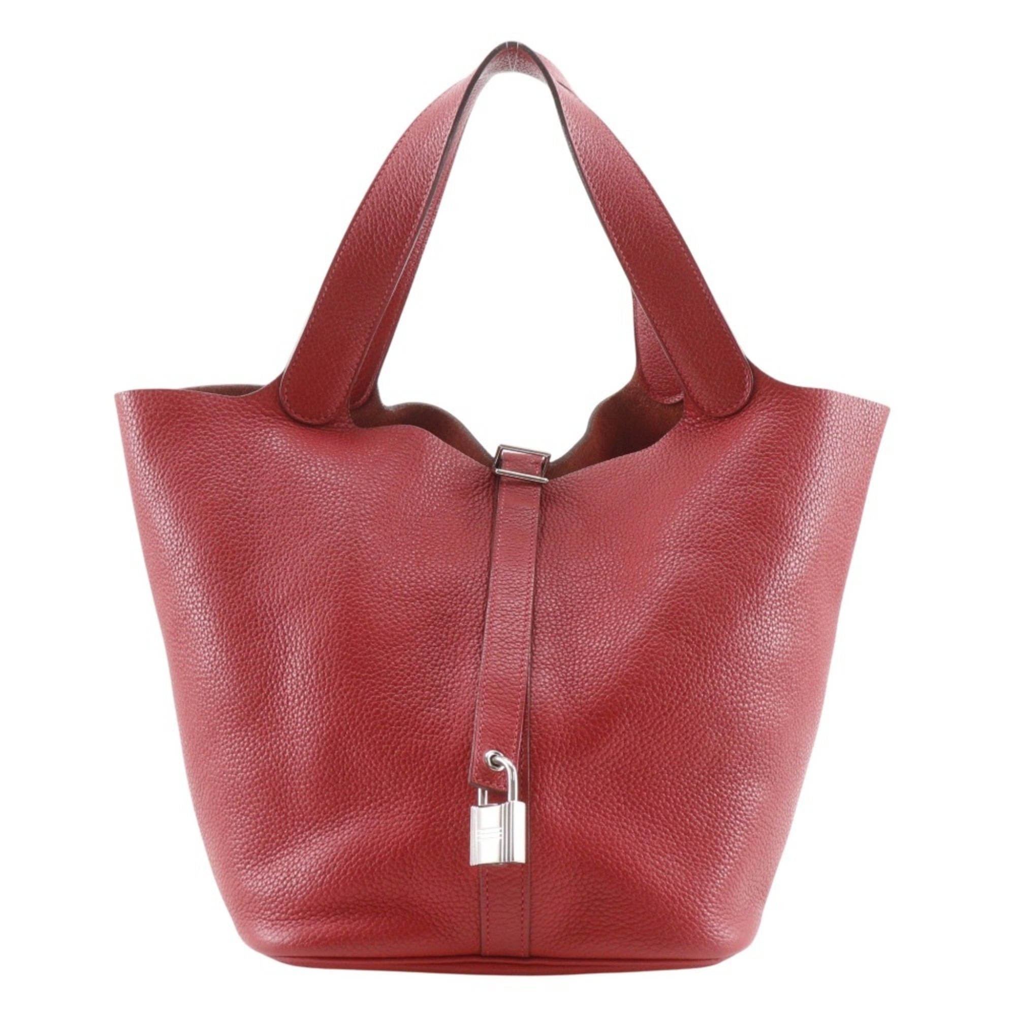 Hermes Red Color Taurillon Clemence Leather Handbag (Pre-Owned)