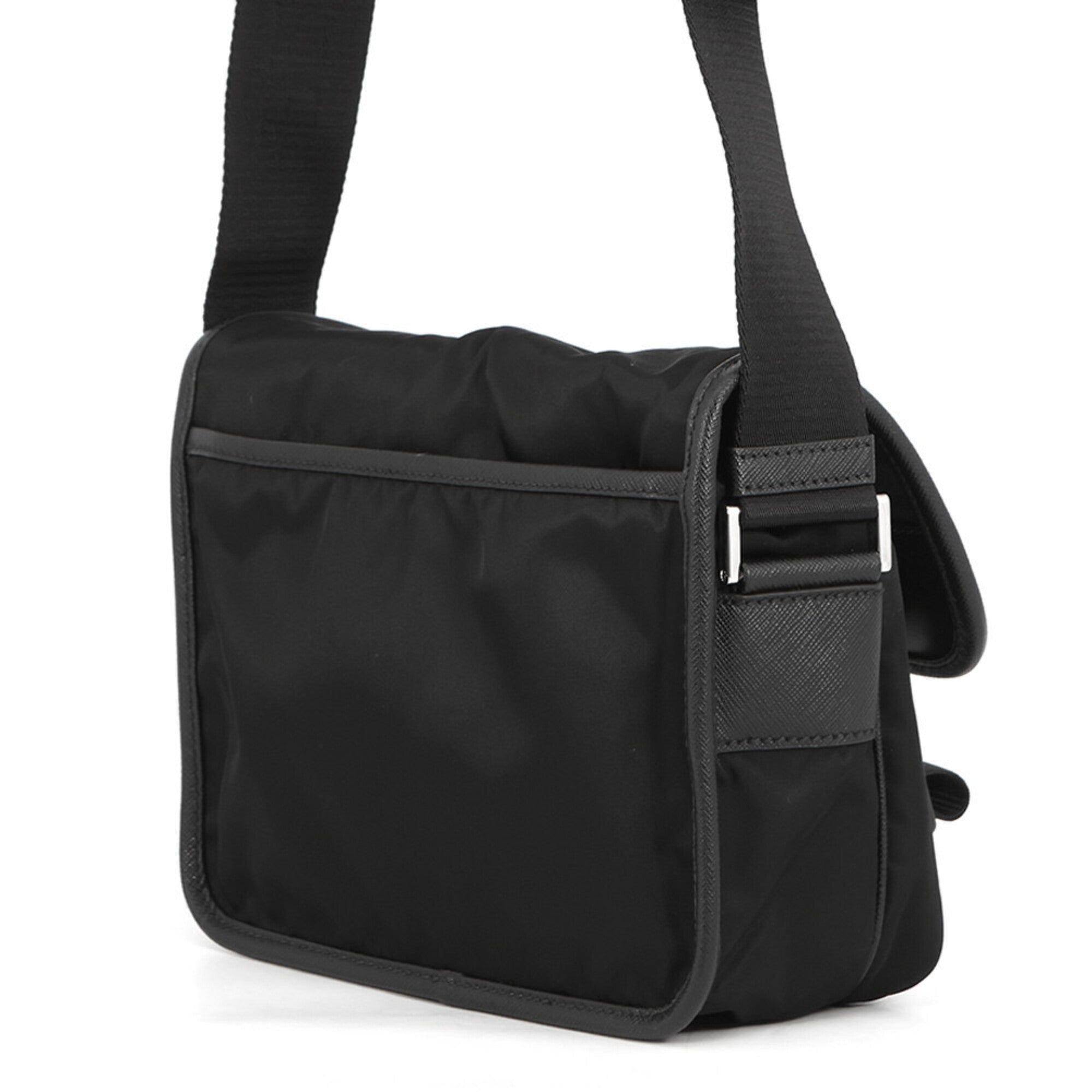 Prada Black Nylon Leather Handbag Pouch Shoulder Bag (Pre-Owned)