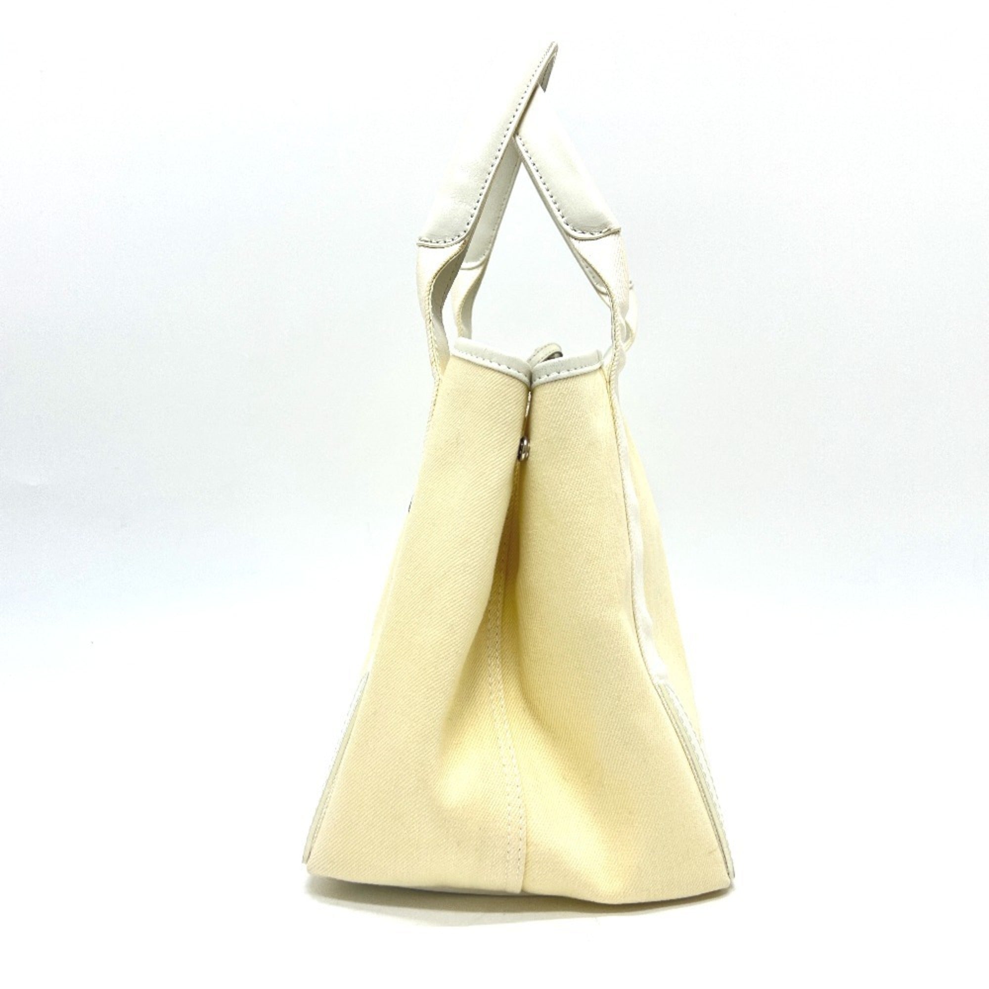 Balenciaga White Canvas Leather Handbag Tote Bag (Pre-Owned)