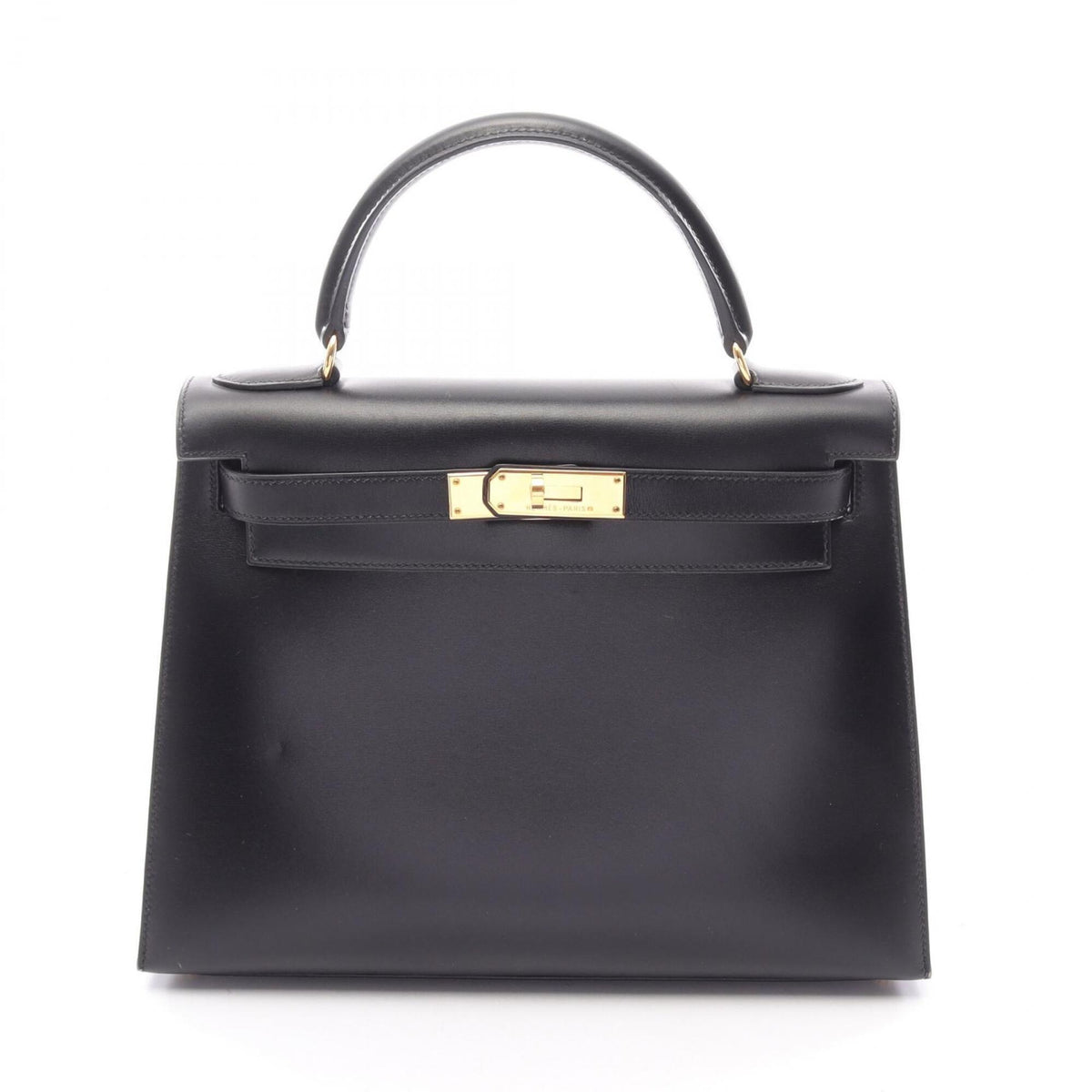 Hermes Black Box Calf Leather Leather Handbag (Pre-Owned)