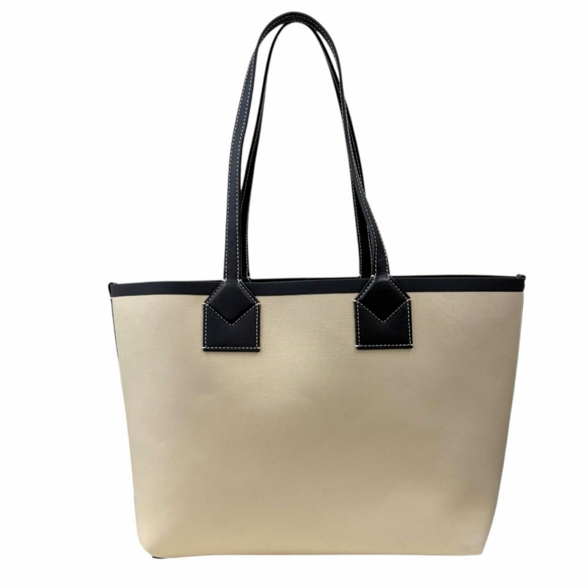 Burberry Beige Canvas Leather Pouch Tote Bag (Pre-Owned)