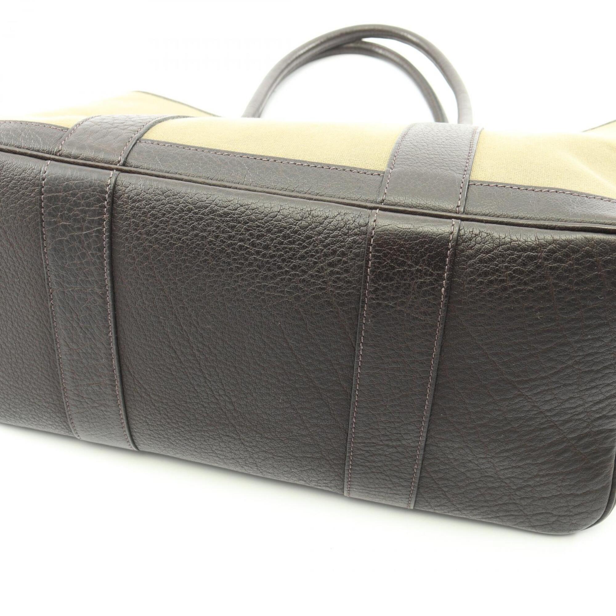 Hermes Brown Khaki Toile Officier Canvas Leather Buffalo Leather Handbag Tote Bag (Pre-Owned)