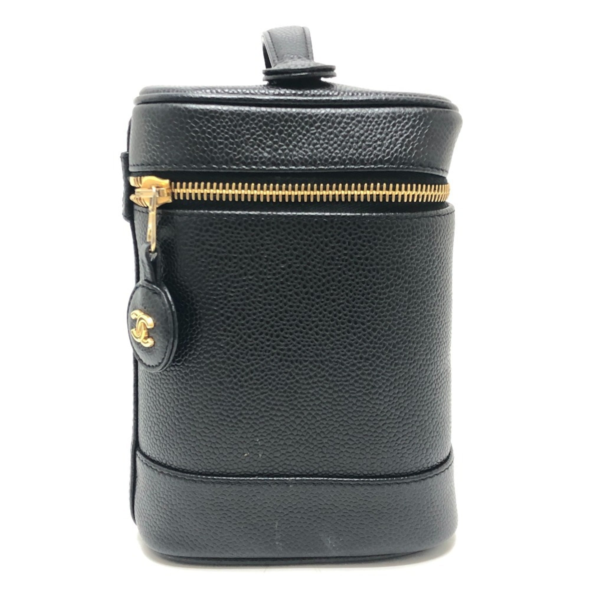Chanel Black Grained Calfskin Handbag Vanity Bag (Pre-Owned)