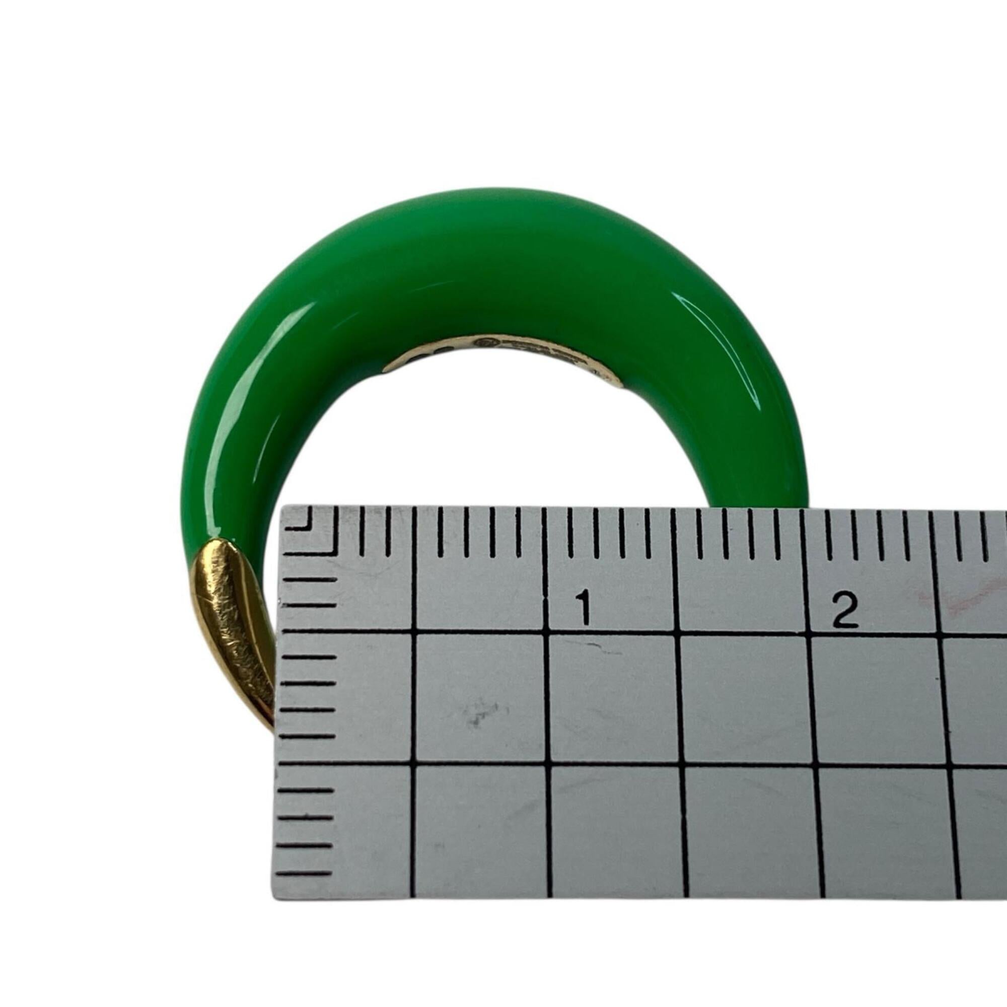 Bottega Veneta Gold Green Silver 925 Band Ring (Pre-Owned)