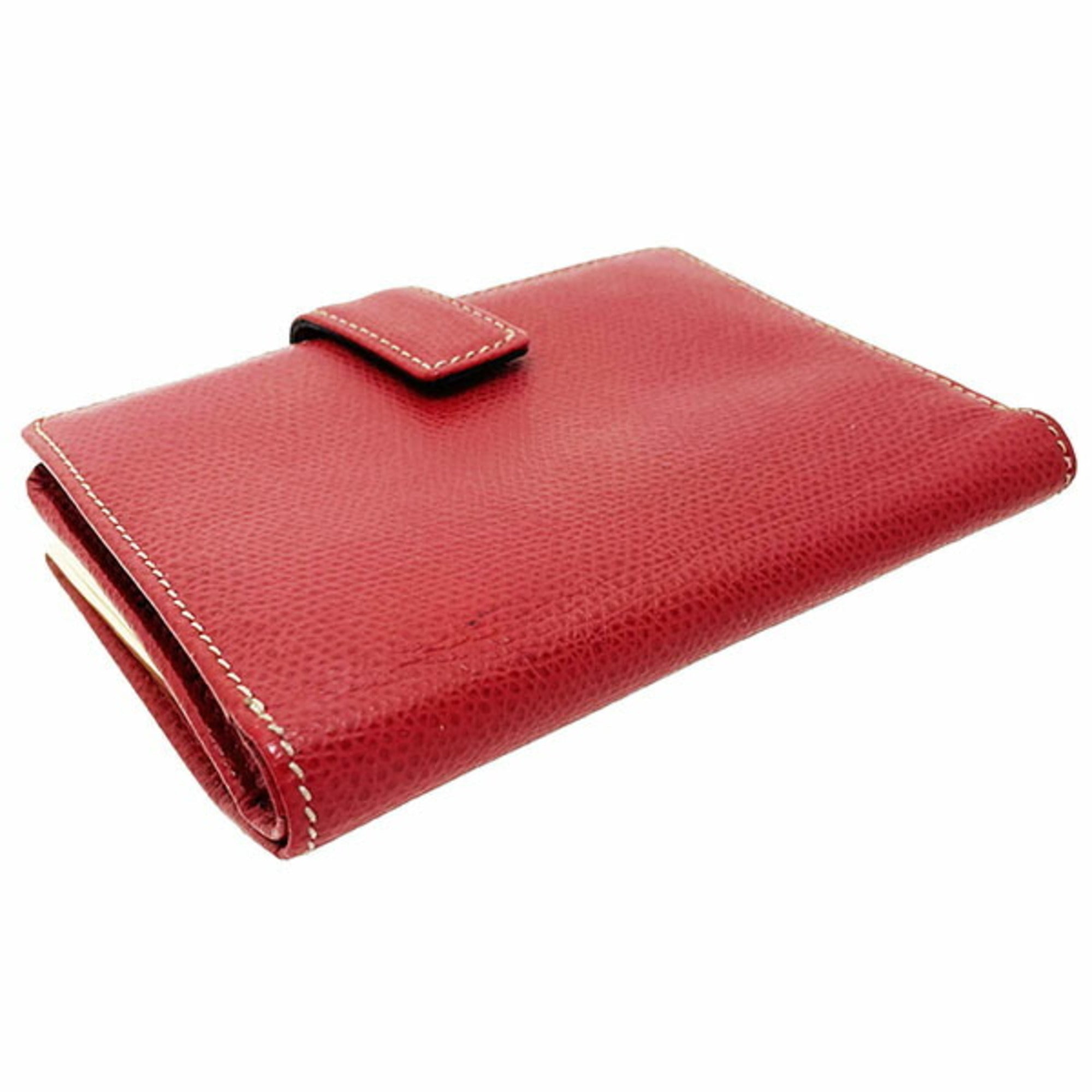 Loewe Dark Brown Red Color Leather Wallet (Bi-Fold) (Pre-Owned)