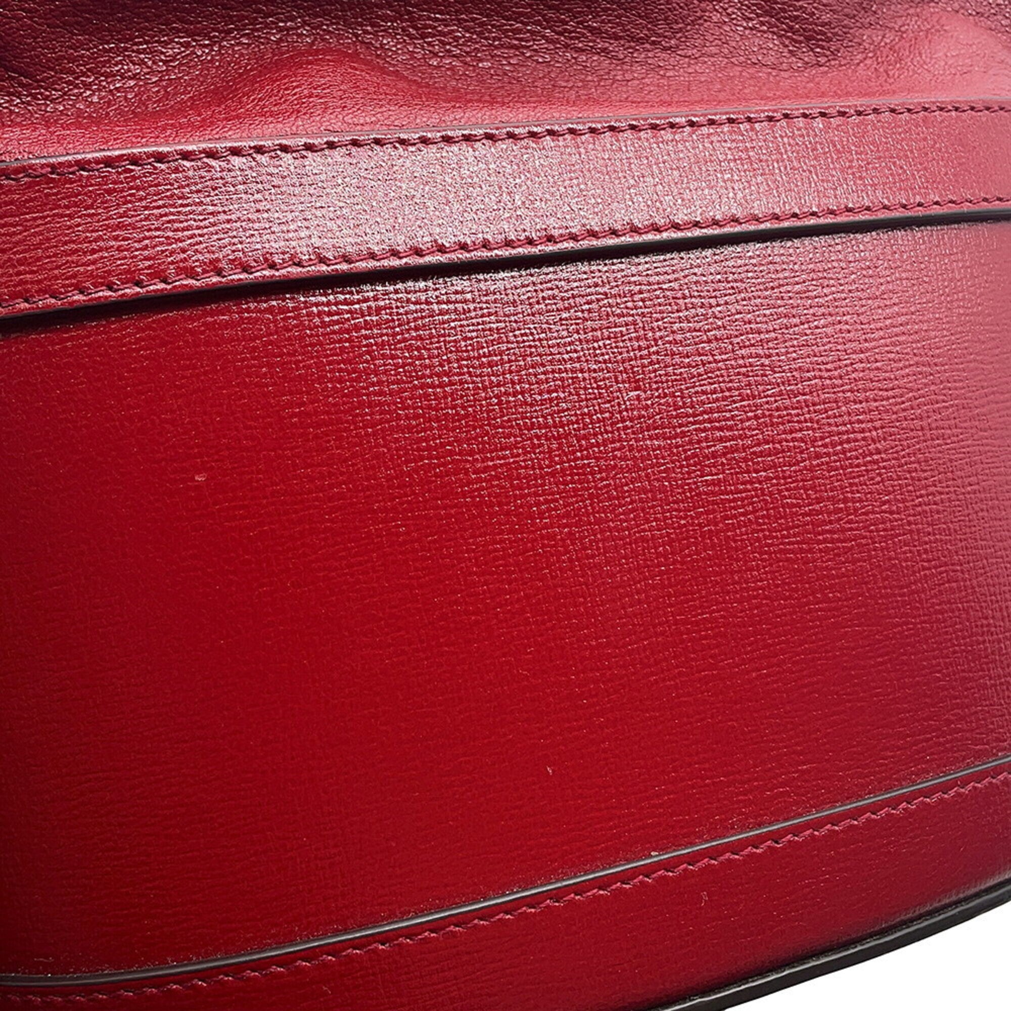 Gucci Horsebit Red Color Leather Handbag Shoulder Bag (Pre-Owned)